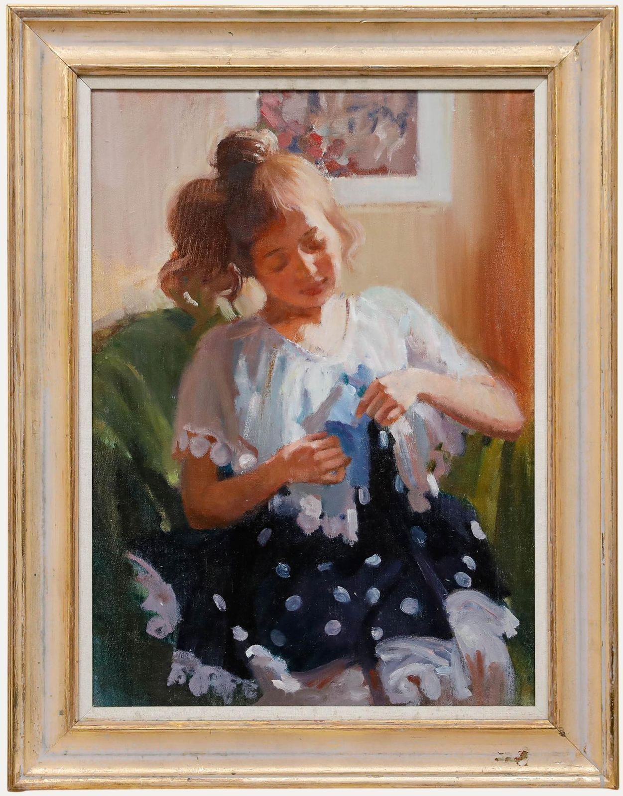 Attrib. Viktor Tchaus (B.1940) Framed 1995 Oil, Making The Dress