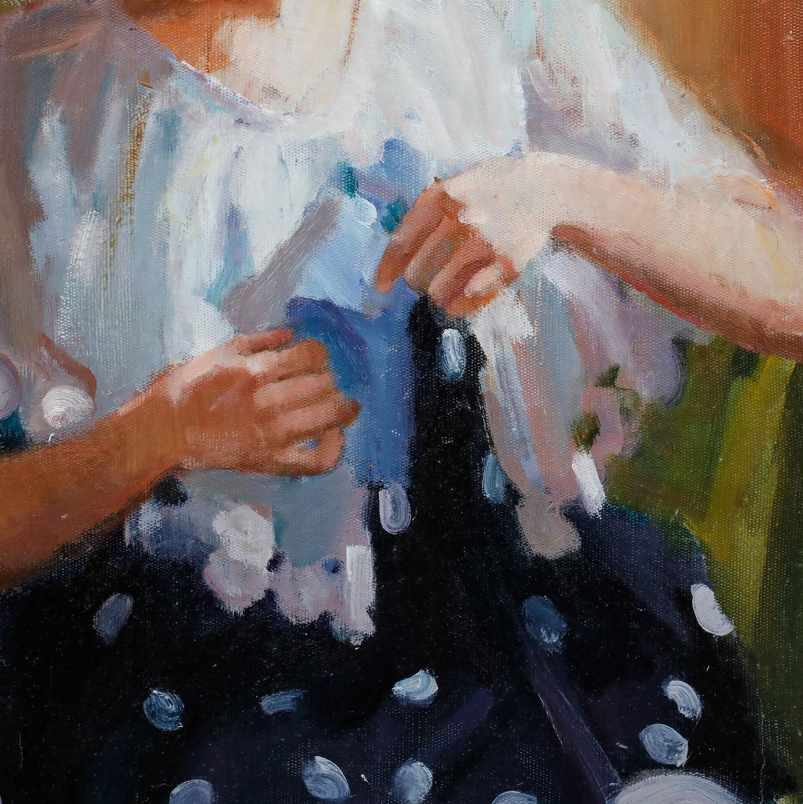 Attrib. Viktor Tchaus (B.1940) Framed 1995 Oil, Making The Dress photo 650.0