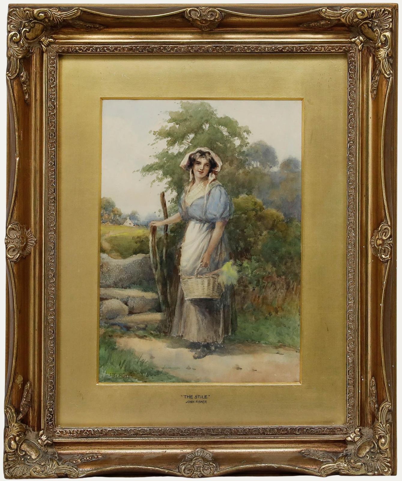 Joshua Fisher (1859 1930) Late 19th Century Watercolour, The Stile