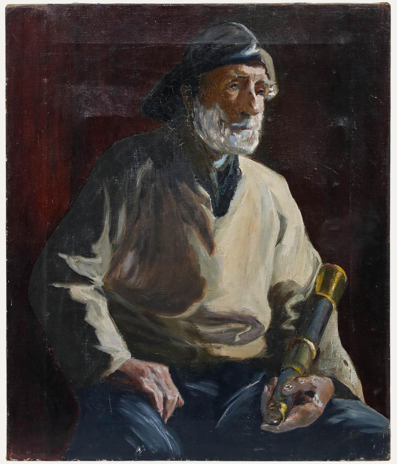 Mid 20th Century Oil Portrait Of A Fisherman
