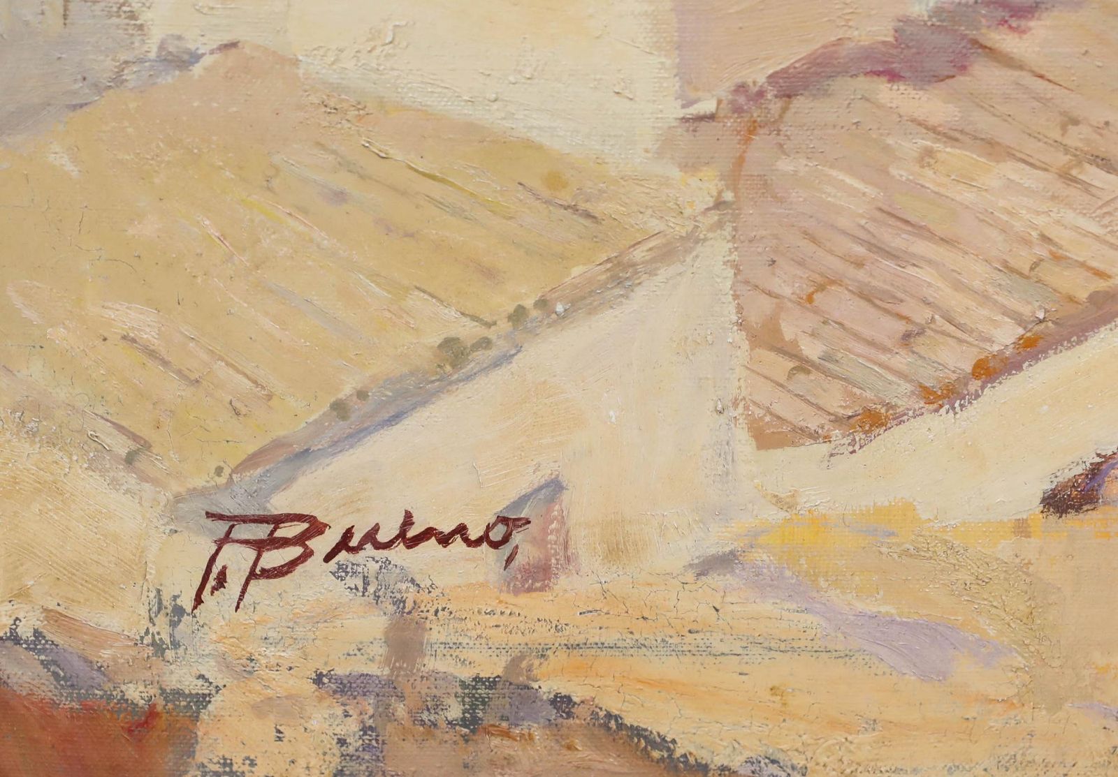 Francisco Bueno (1933 1989) Large Framed Mid 20th Century Oil, Sa Penya, Ibiza photo vinterior