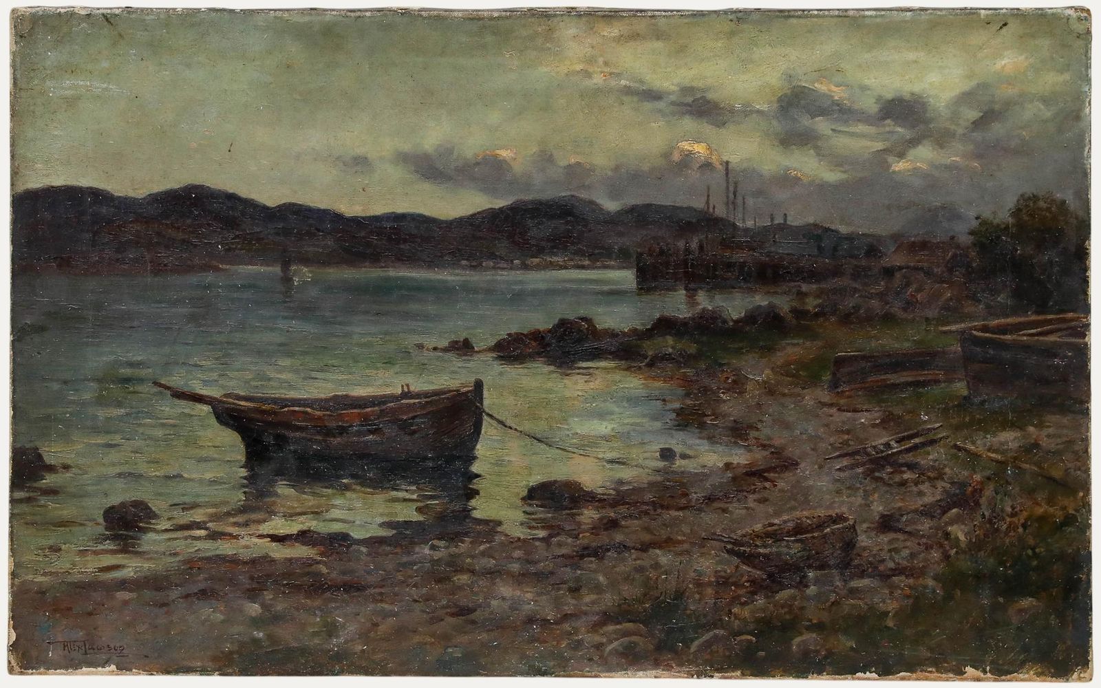 Alexander Lawson (Act.1890 1903) Late 19th Century Oil, Estuary At Dusk