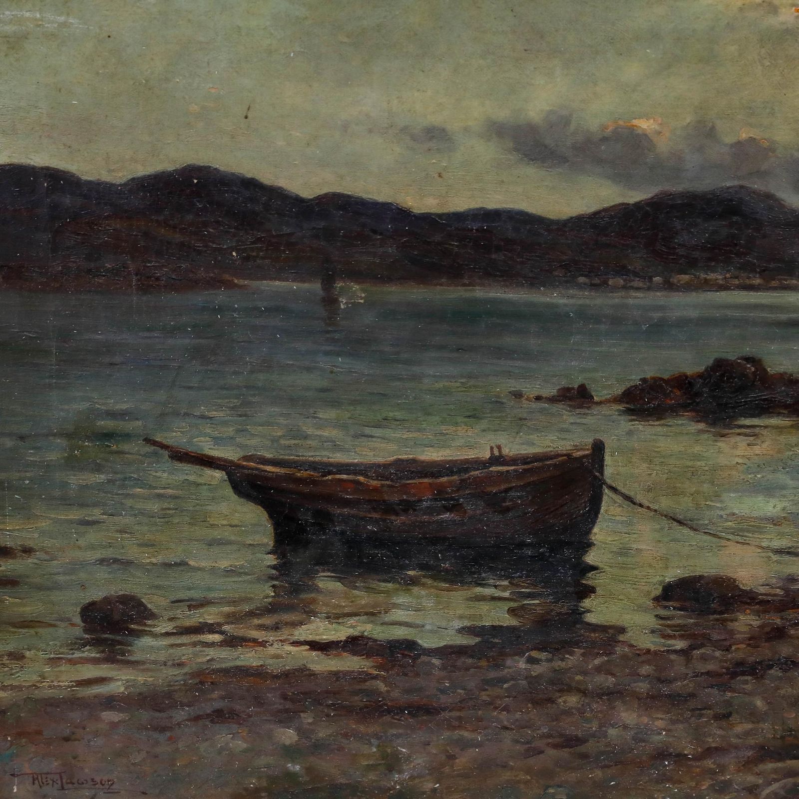 Alexander Lawson (Act.1890 1903) Late 19th Century Oil, Estuary At Dusk photo Art