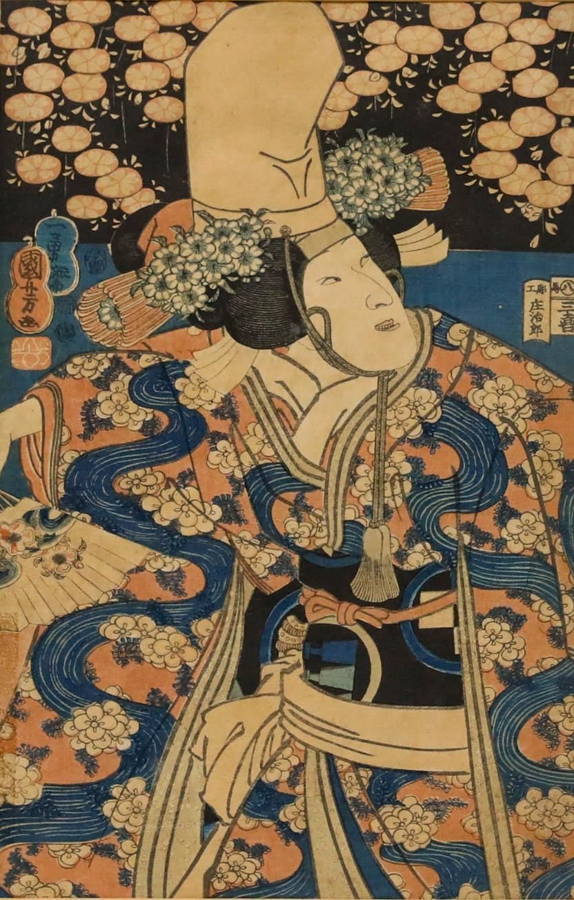Utagawa Kuniyoshi (1798 1861) 19th Century Japanese Woodblock, Musume Dojoji photo furniture