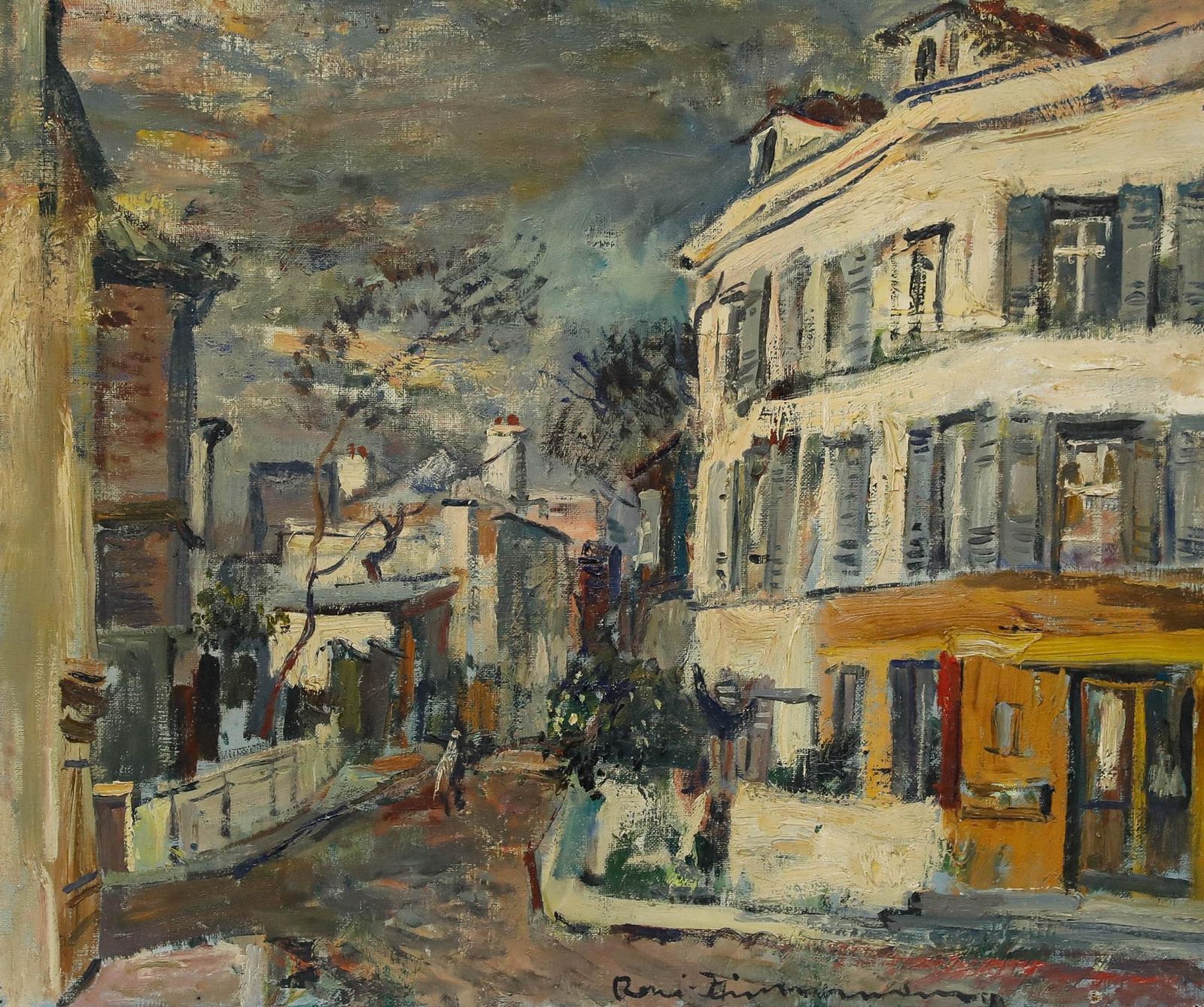 René Zimmermann (1904 1991) Mid 20th Century Oil, Montmartre photo furniture