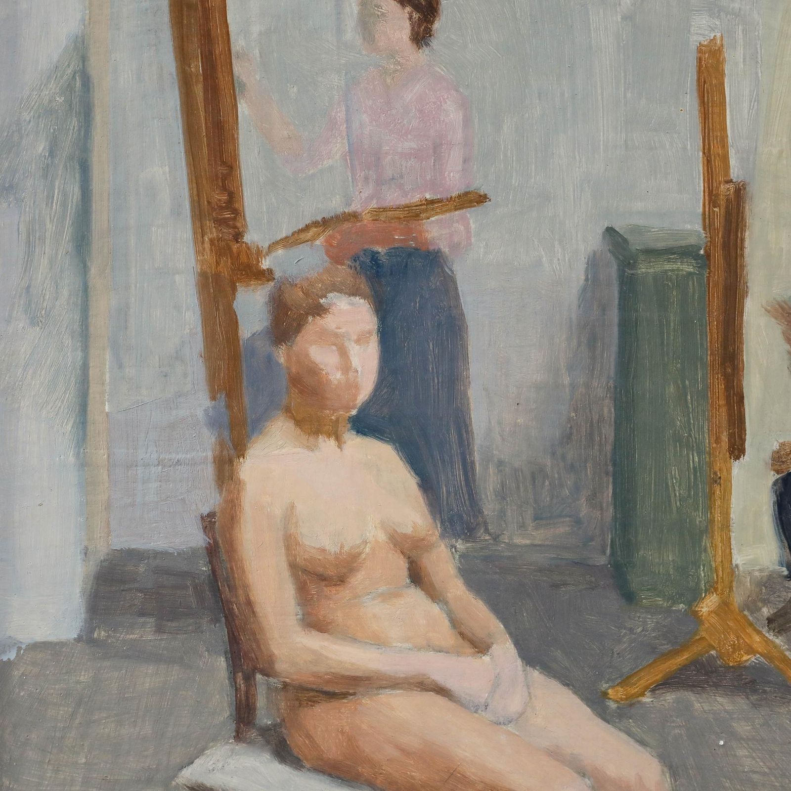 Pauline Plummer (B.1933) Contemporary Oil, Life Class photo Art
