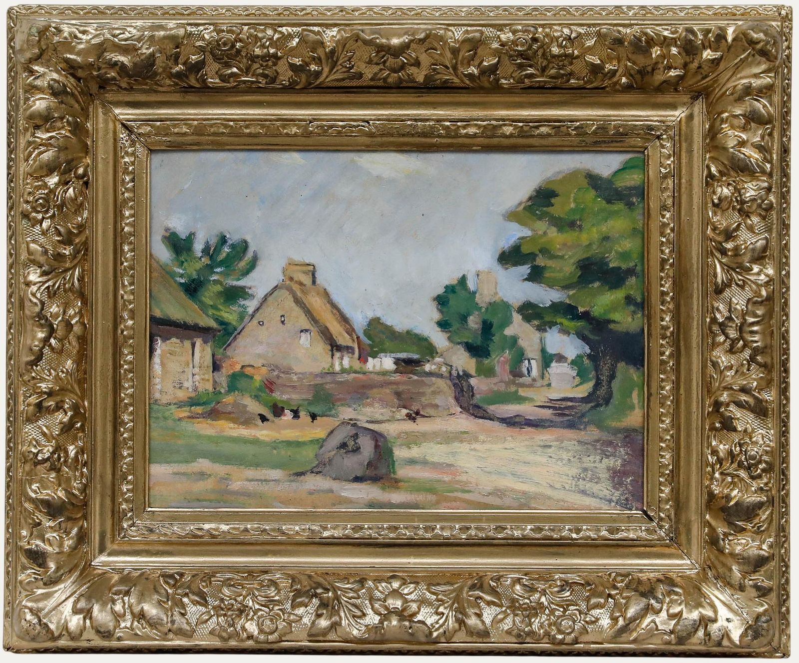 Cecile Hertz Eyrolles (1875 1974) Mid 20th Century Oil, Farmyard In Summer