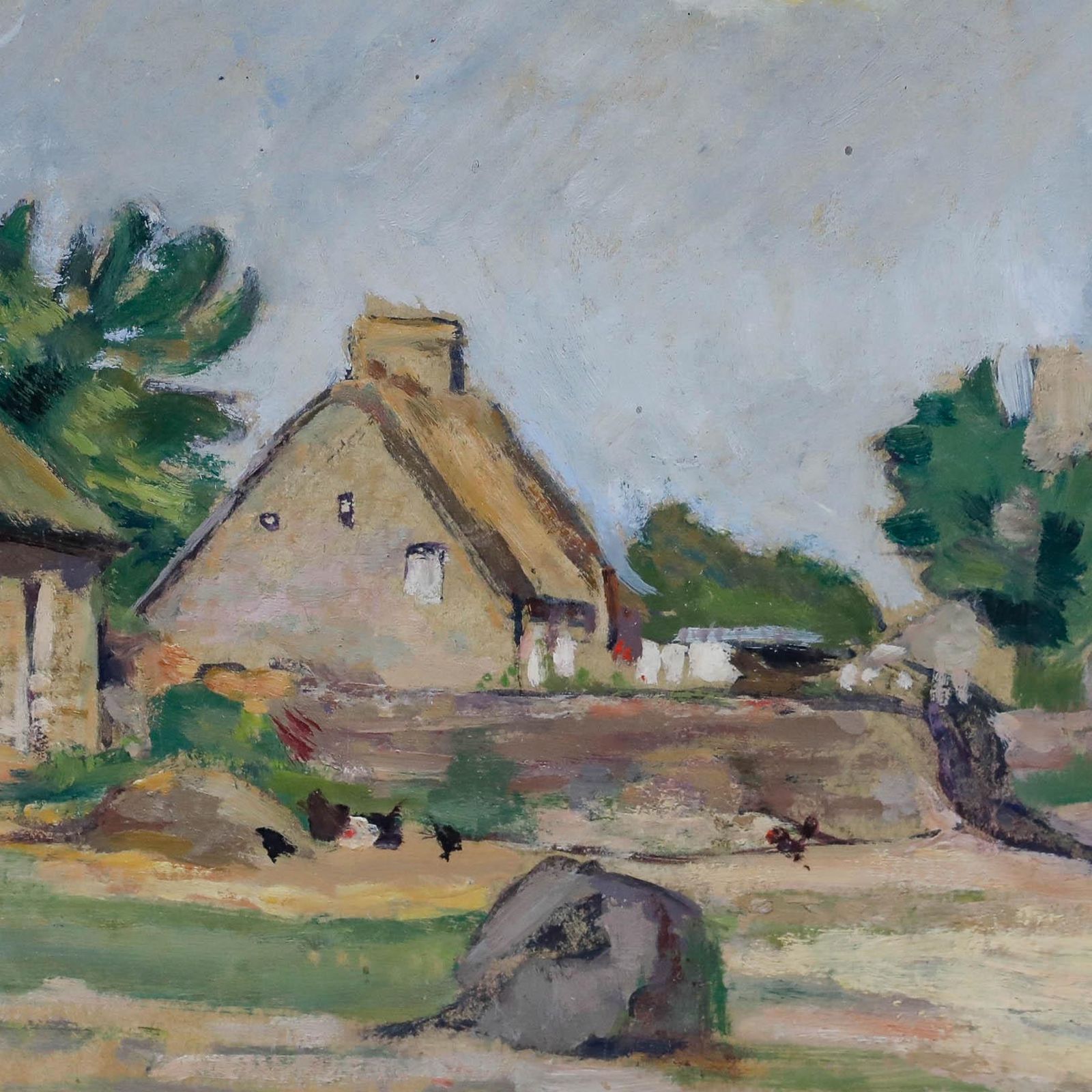 Cecile Hertz Eyrolles (1875 1974) Mid 20th Century Oil, Farmyard In Summer photo Art