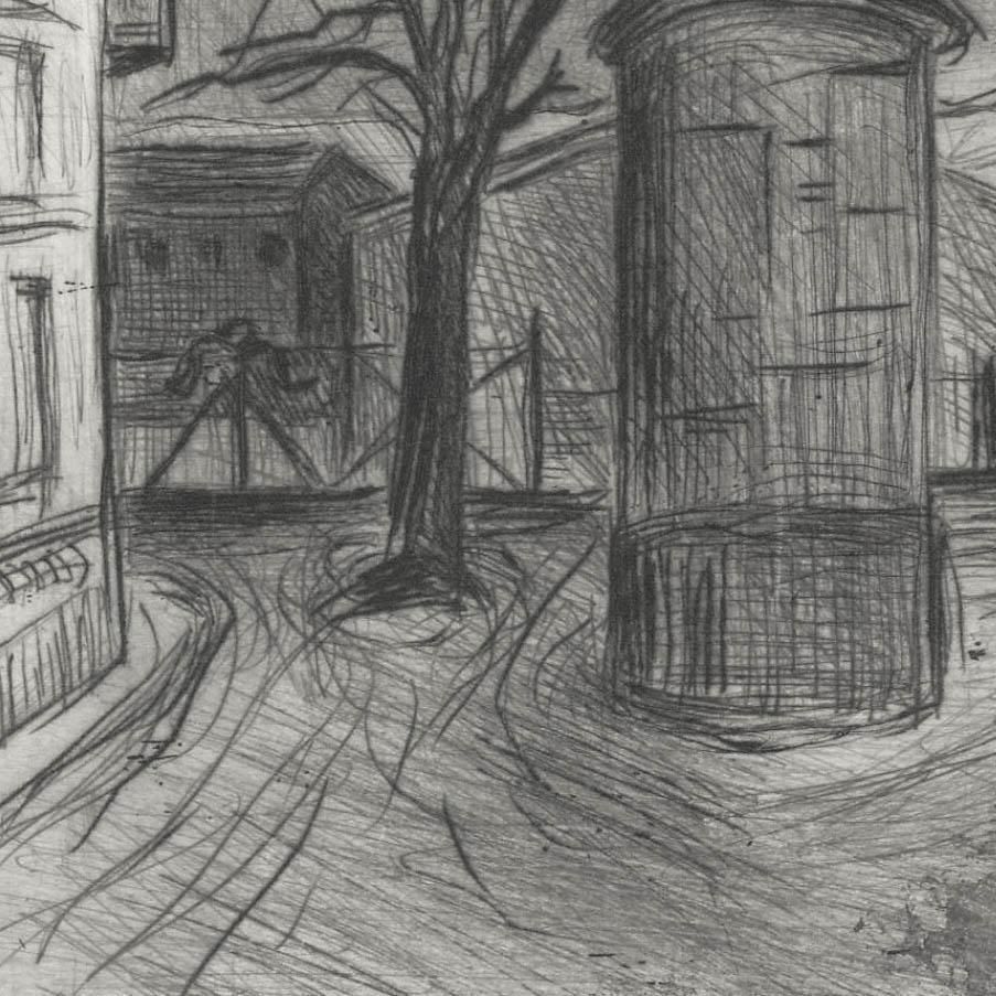 Marion Kallauka (B.1949) 1982 Etching, Berlin Street Scene photo for sale