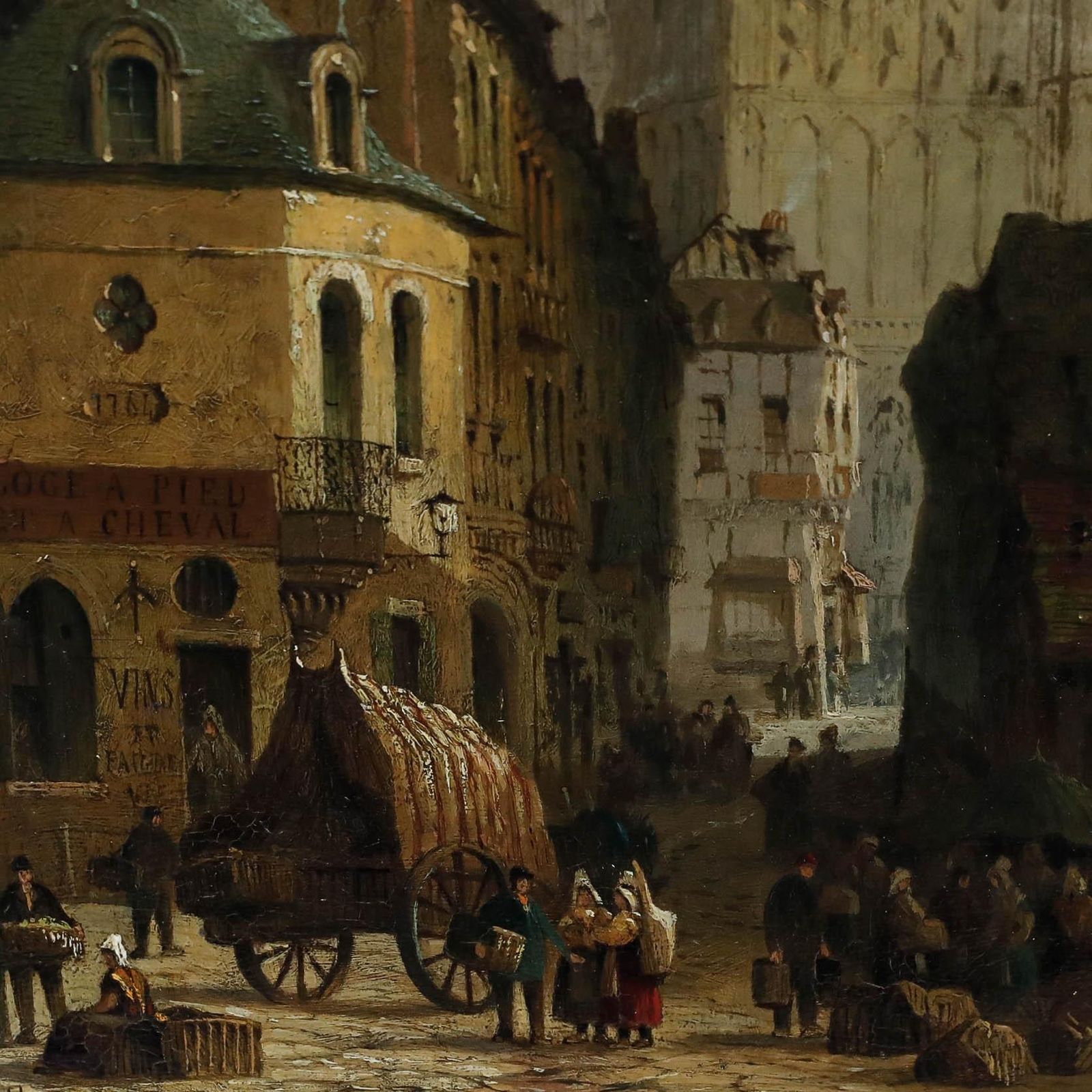 James D. Barnett (Act.1855 1892) Framed 1860 Oil, At Sens, Burgundy photo Art