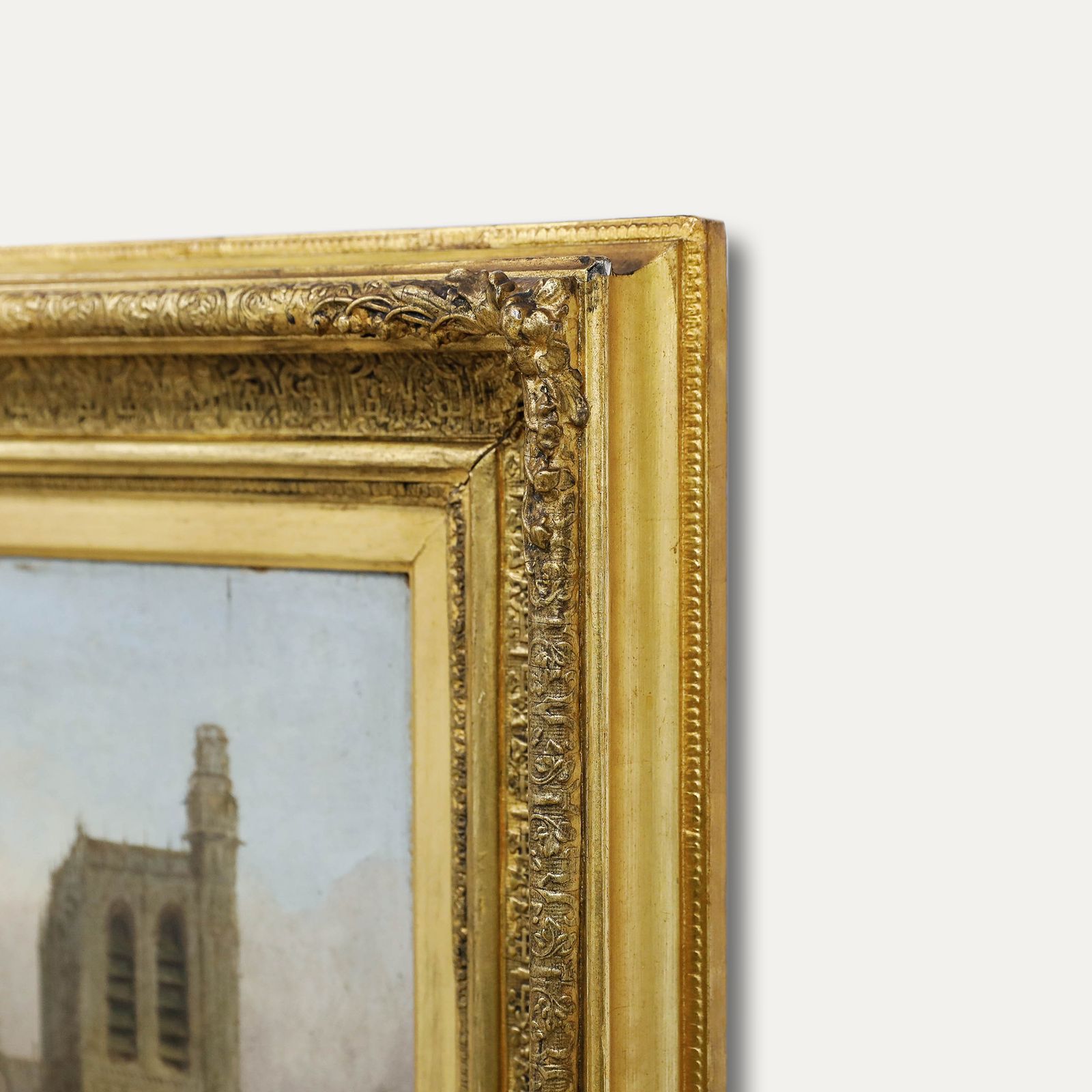 James D. Barnett (Act.1855 1892) Framed 1860 Oil, At Sens, Burgundy photo vinterior