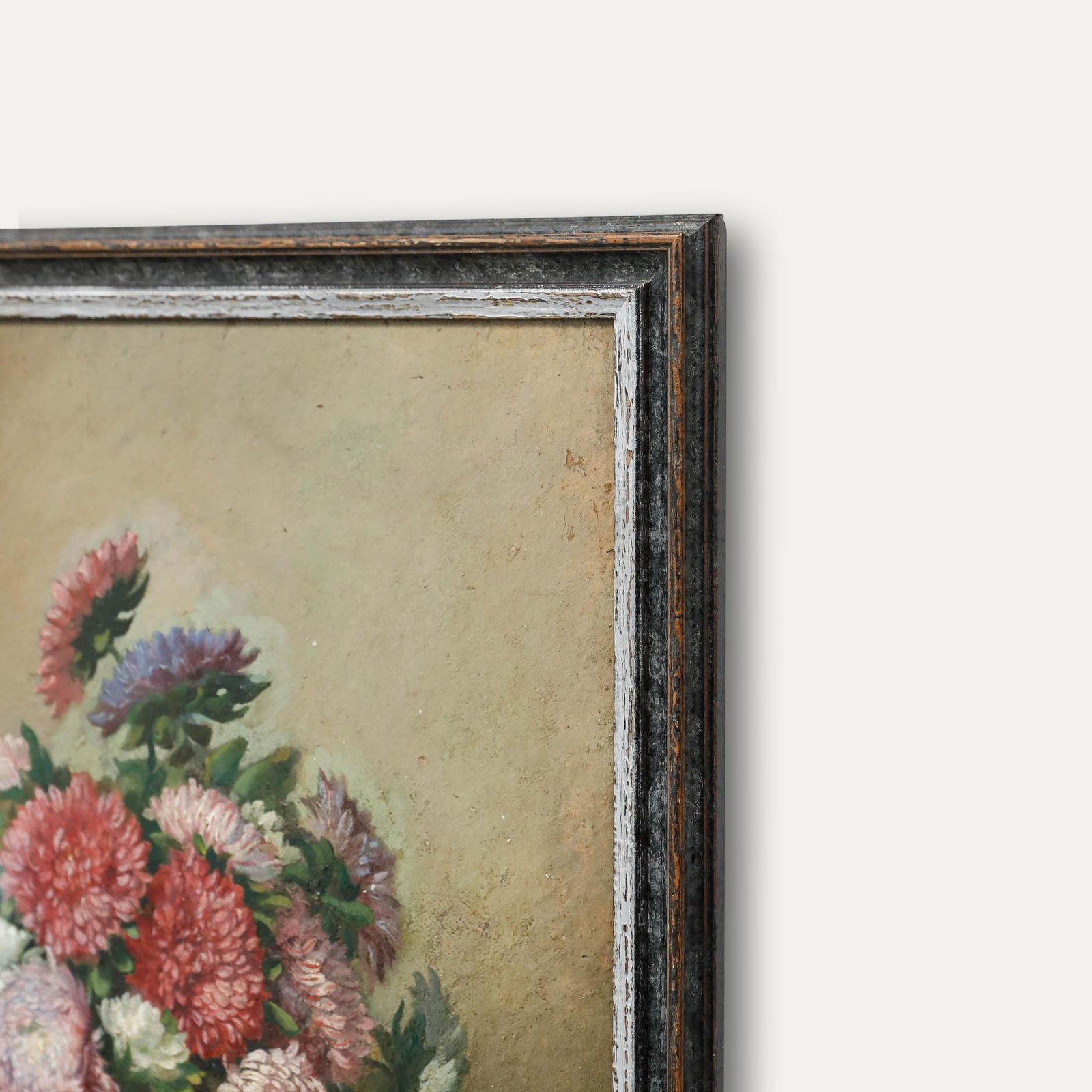 Framed Mid 20th Century Oil Still Life With Chrysanthemums photo vinterior
