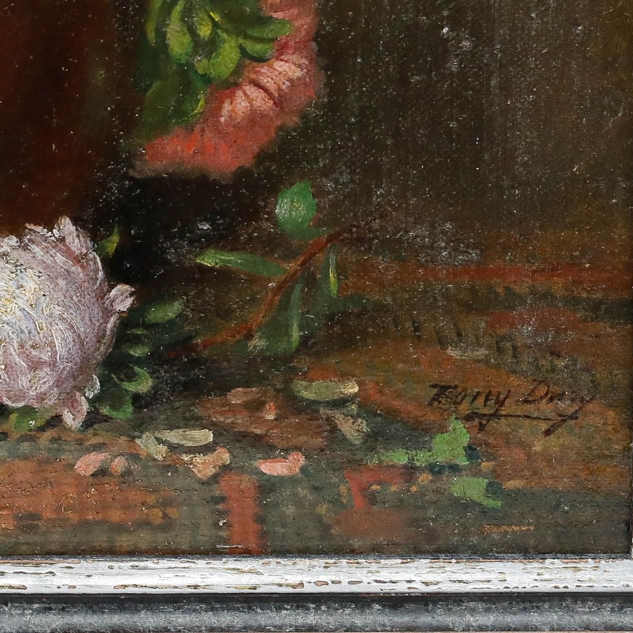 Framed Mid 20th Century Oil Still Life With Chrysanthemums photo buy