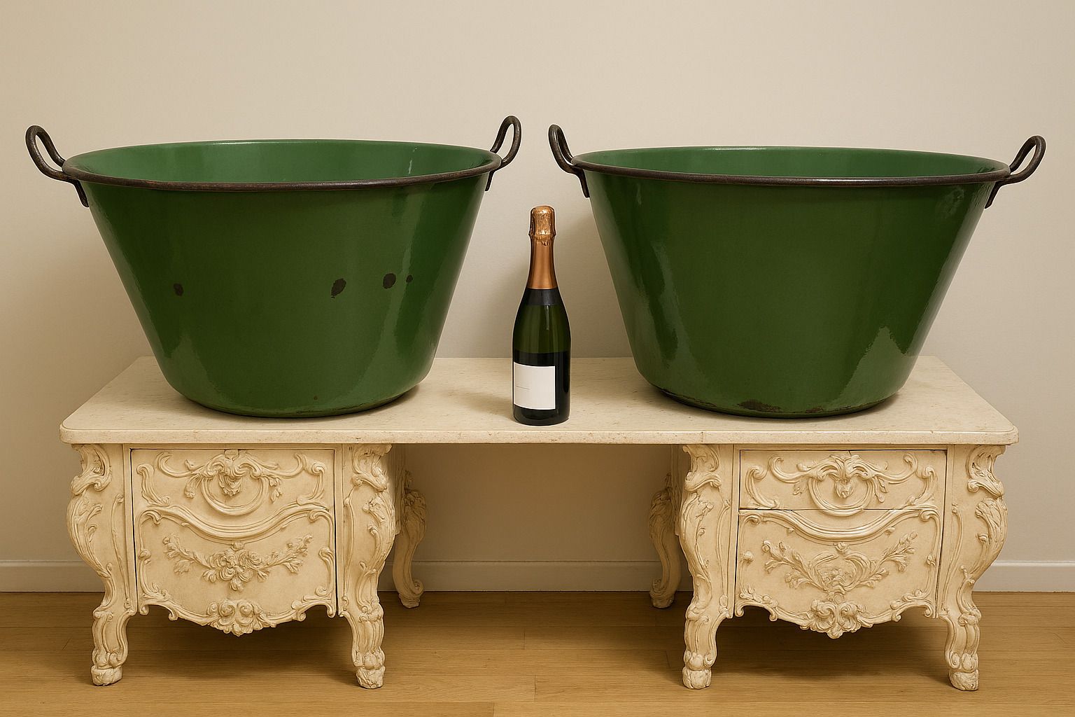 Pair Of Large Hungarian Enamel Tubs
