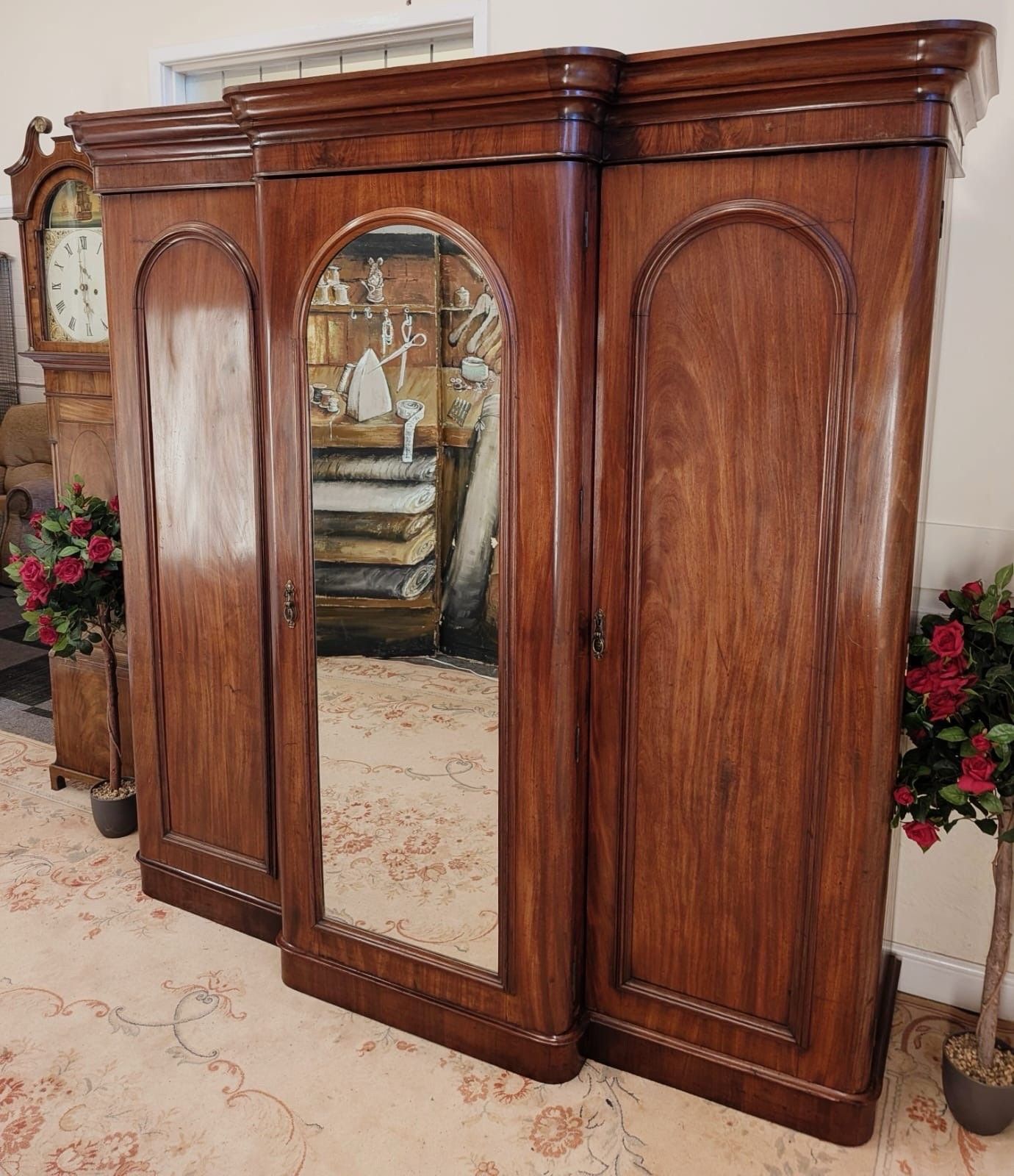 Mid Victorian Rustic Triple Breakfront Fitted Wardrobe photo for sale