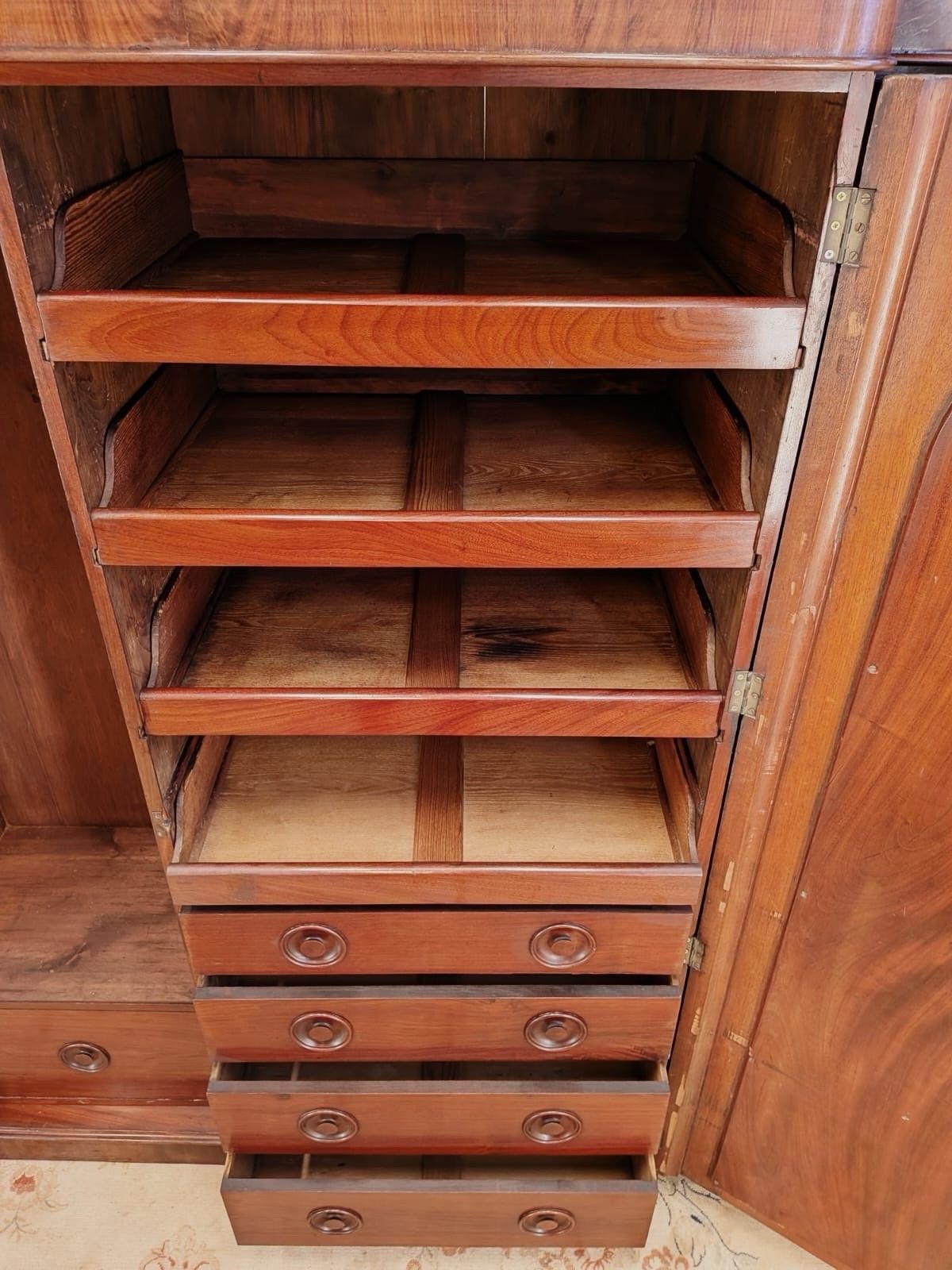 photo for sale Mid Victorian Rustic Triple Breakfront Fitted Wardrobe