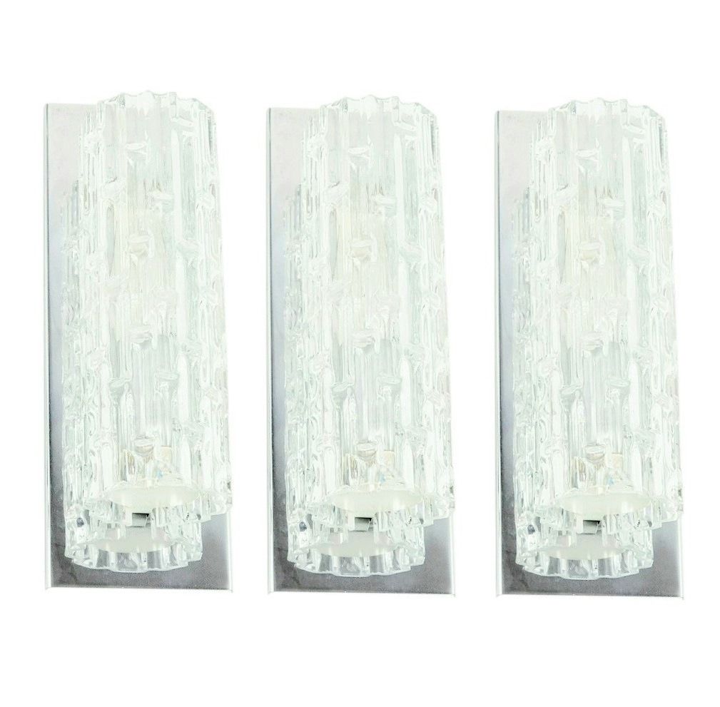 Set Van 3 Mid Century Modern Wandlampen Van Murano Glas Van Doria Leuchten, Duitsland, Jaren 1960