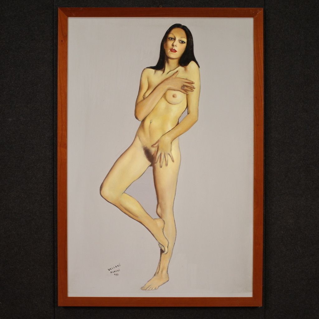 Female Nude Painting Signed By Vellani Marchi Dated 1970