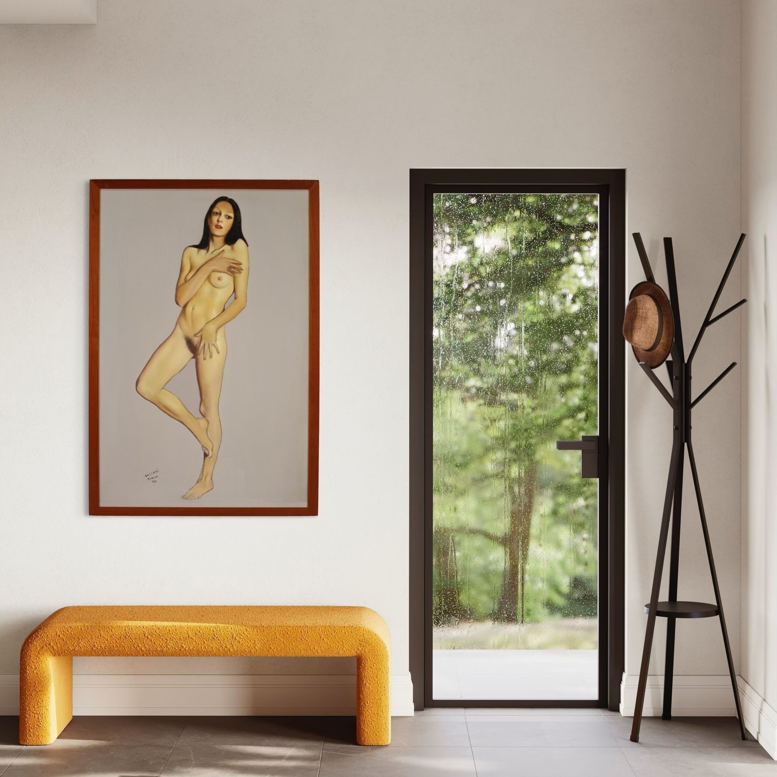 Art Female Nude Painting Signed By Vellani Marchi Dated 1970 photo