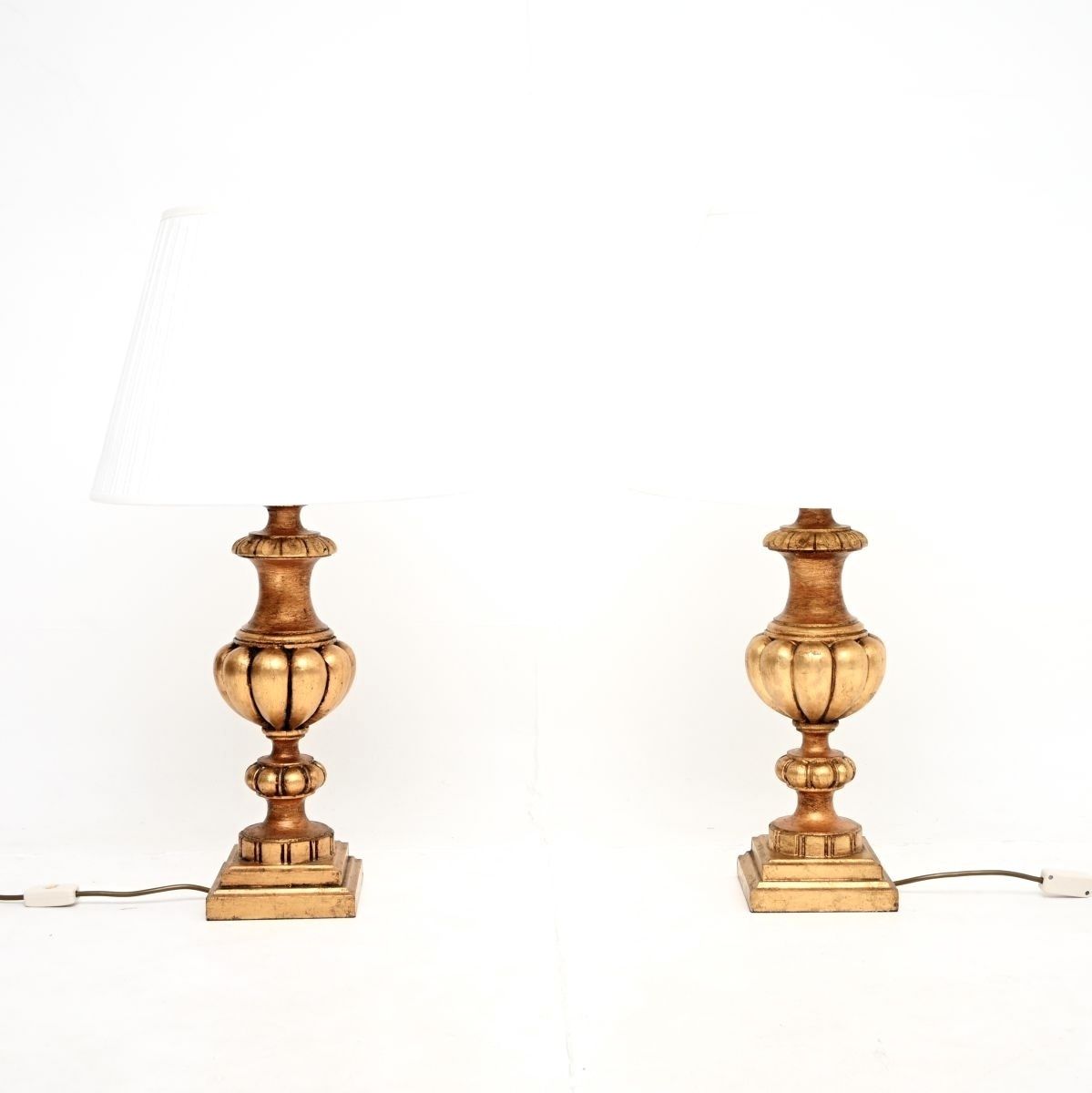 Pair Of Antique French Gilt Wood Table Lamps photo furniture