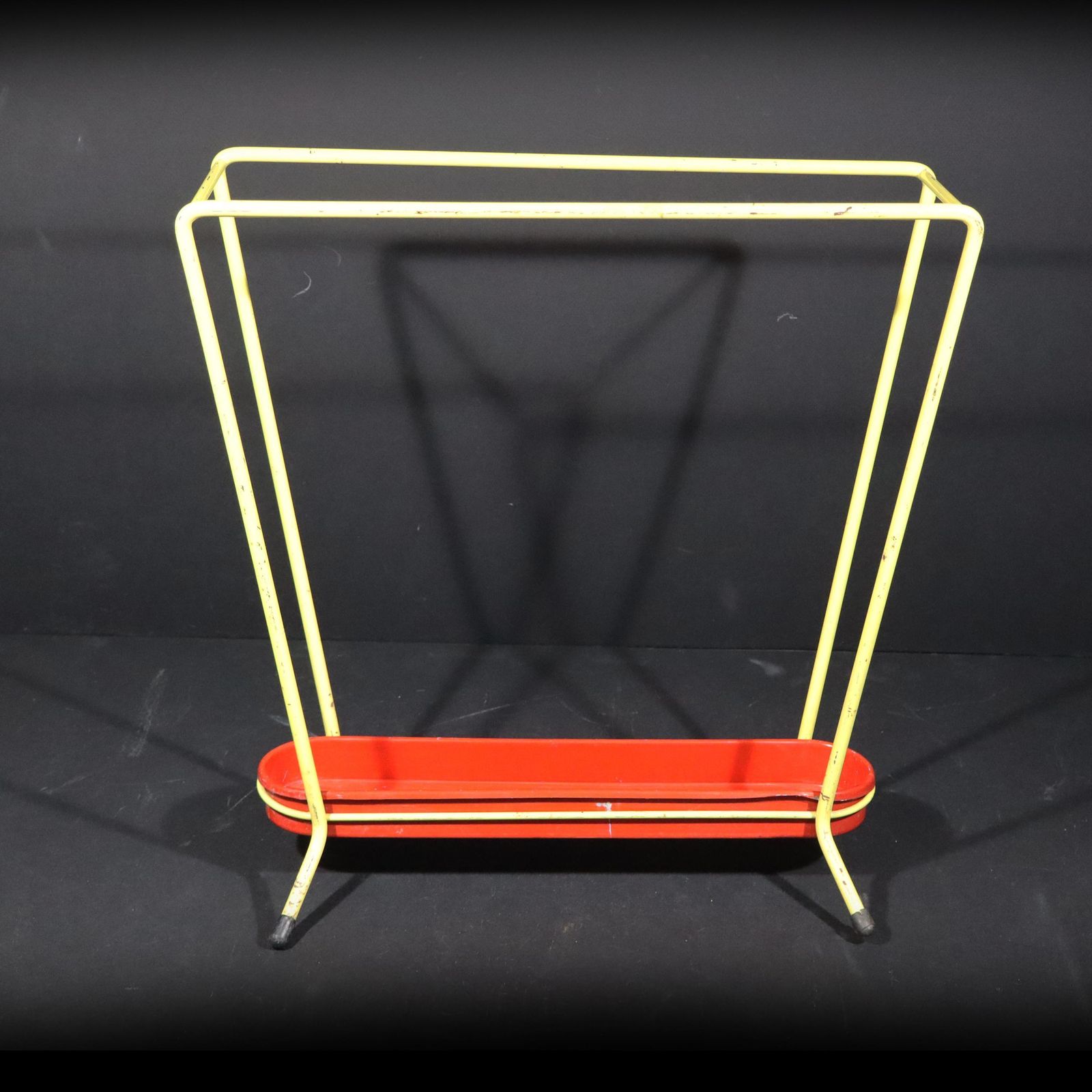 Midcentury Modern Umbrella Stand Rockabilly Yellow And Red French Walking Stick Holder photo Home Decor
