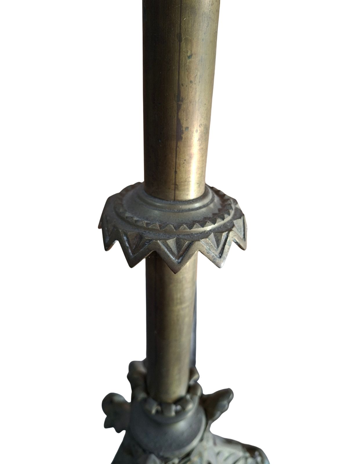 Coppia Candelabri D'altare Antichi In Bronzo Stile Neogotico H 60 Cm photo 1296.24