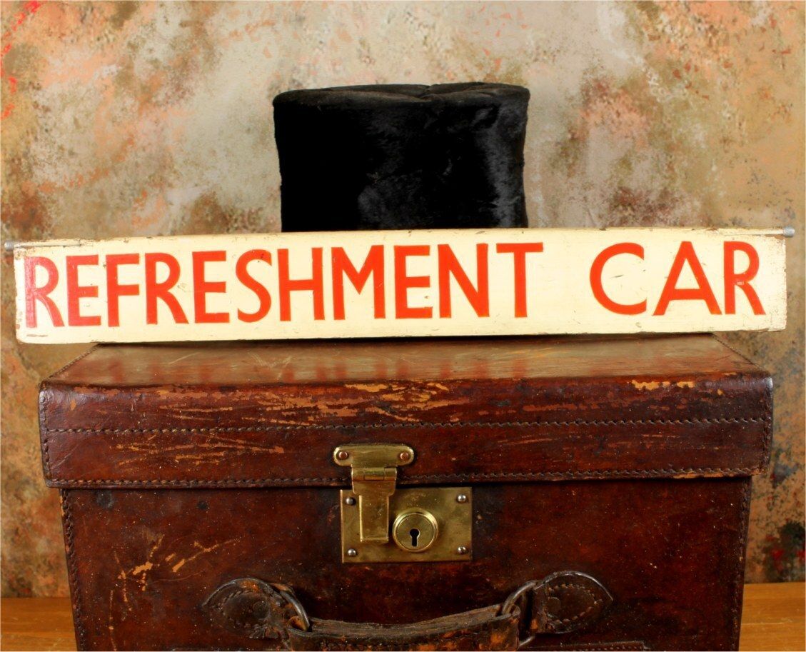 Antique Refreshment Car Railway Station Sign. Train Buffet Sign C1930.