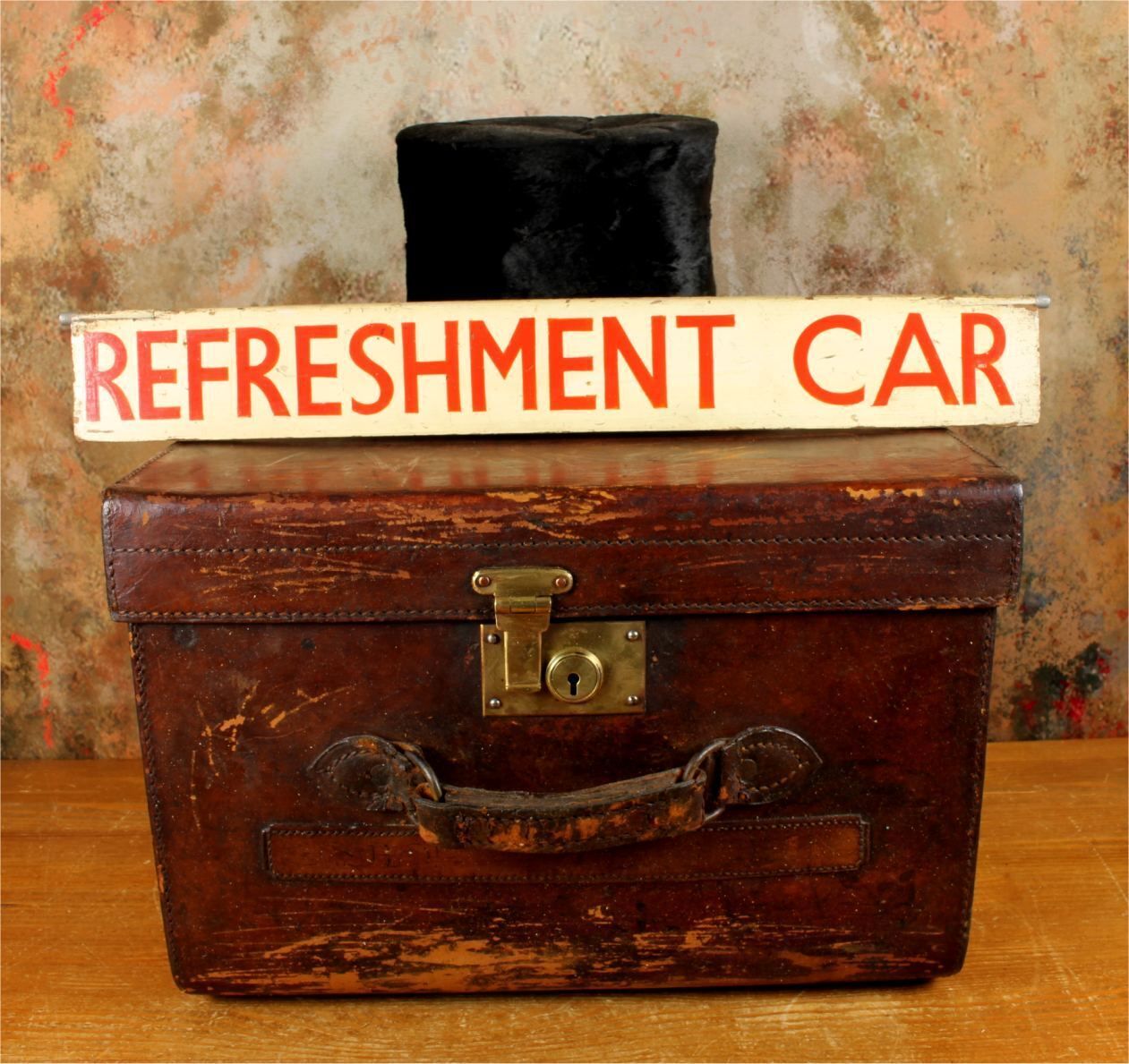 photo furniture Antique Refreshment Car Railway Station Sign. Train Buffet Sign C1930.