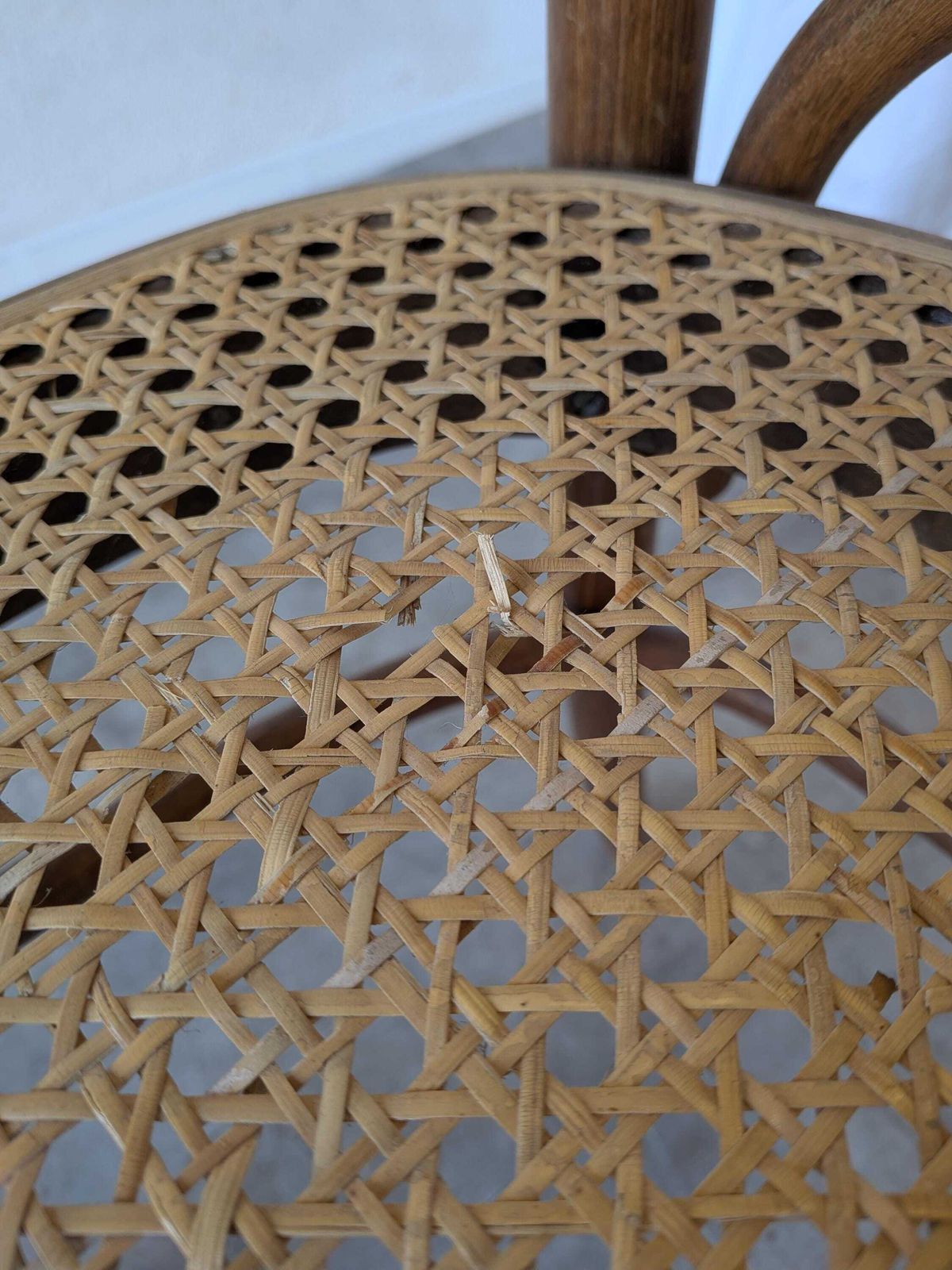 Vintage High Back Bentwood Cane Dining Chair / Thonet Style / Mundus Florijan Bobić / Torn Seat photo for sale