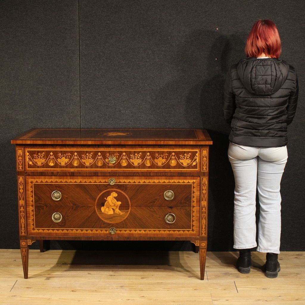 20th Century Italian Louis XVI Style Inlaid Dresser photo furniture