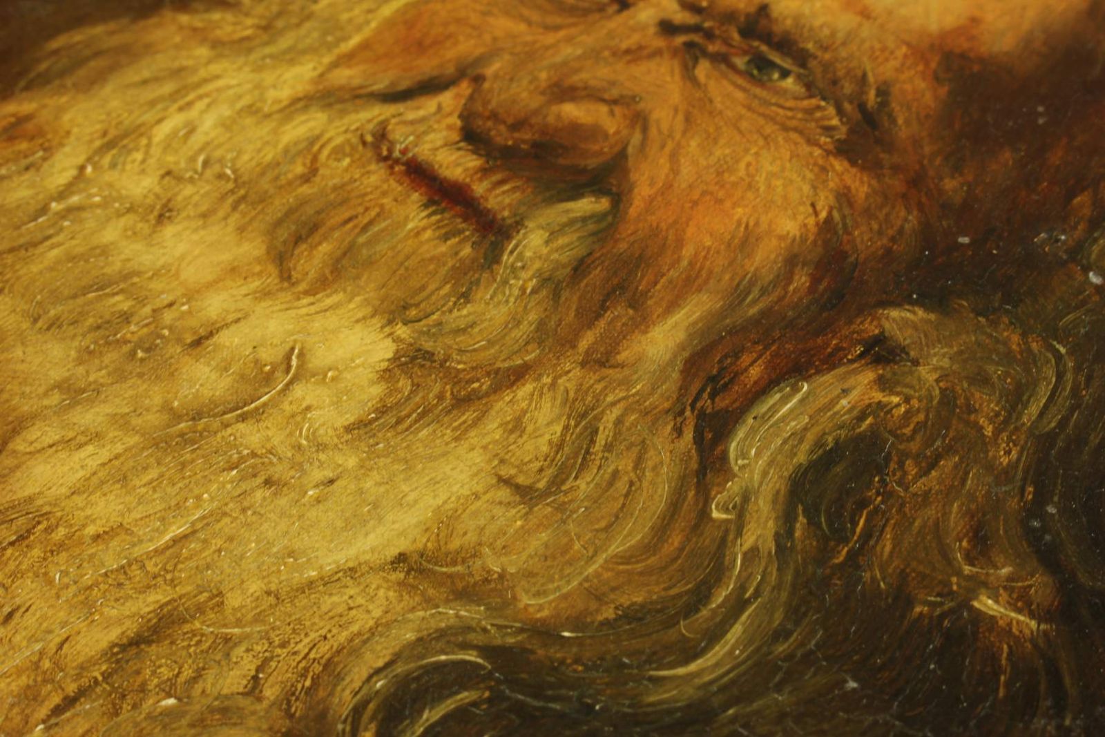 photo vintage Antique Bearded Gentleman Oil Painting. Old Man Beard Portrait. 1913.