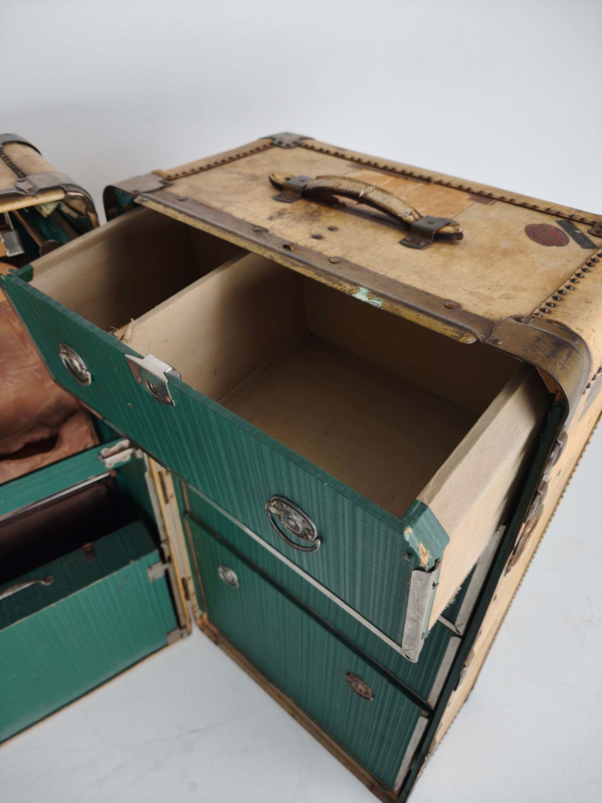photo buy 1930s Wardrobe Steamer Trunk By Hartmann – Goat Skin Chest