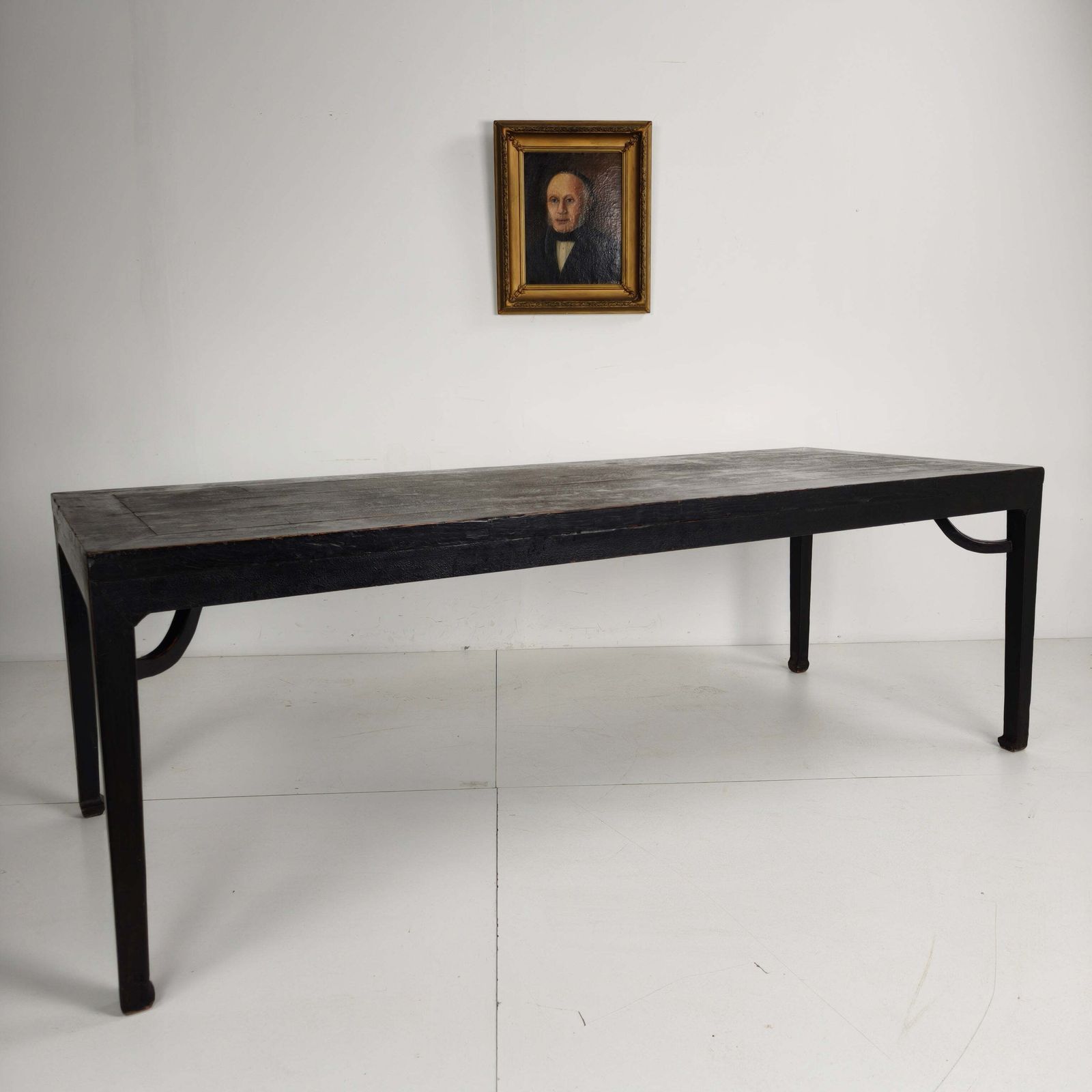 Black Chinese Qing Dining Table (230 Cm) — Mid To Late 18th Century — Original Lacquer photo vinterior