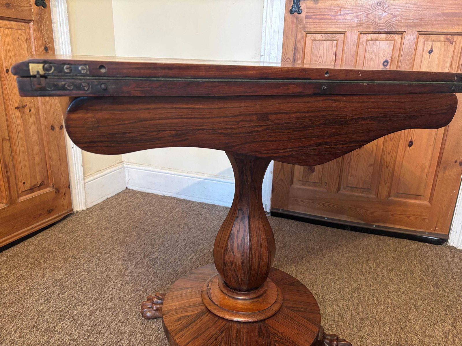 950.0 Antique Regency Georgian Rosewood Fold Over Card Games Table Hall Sofa Side 1830 photo