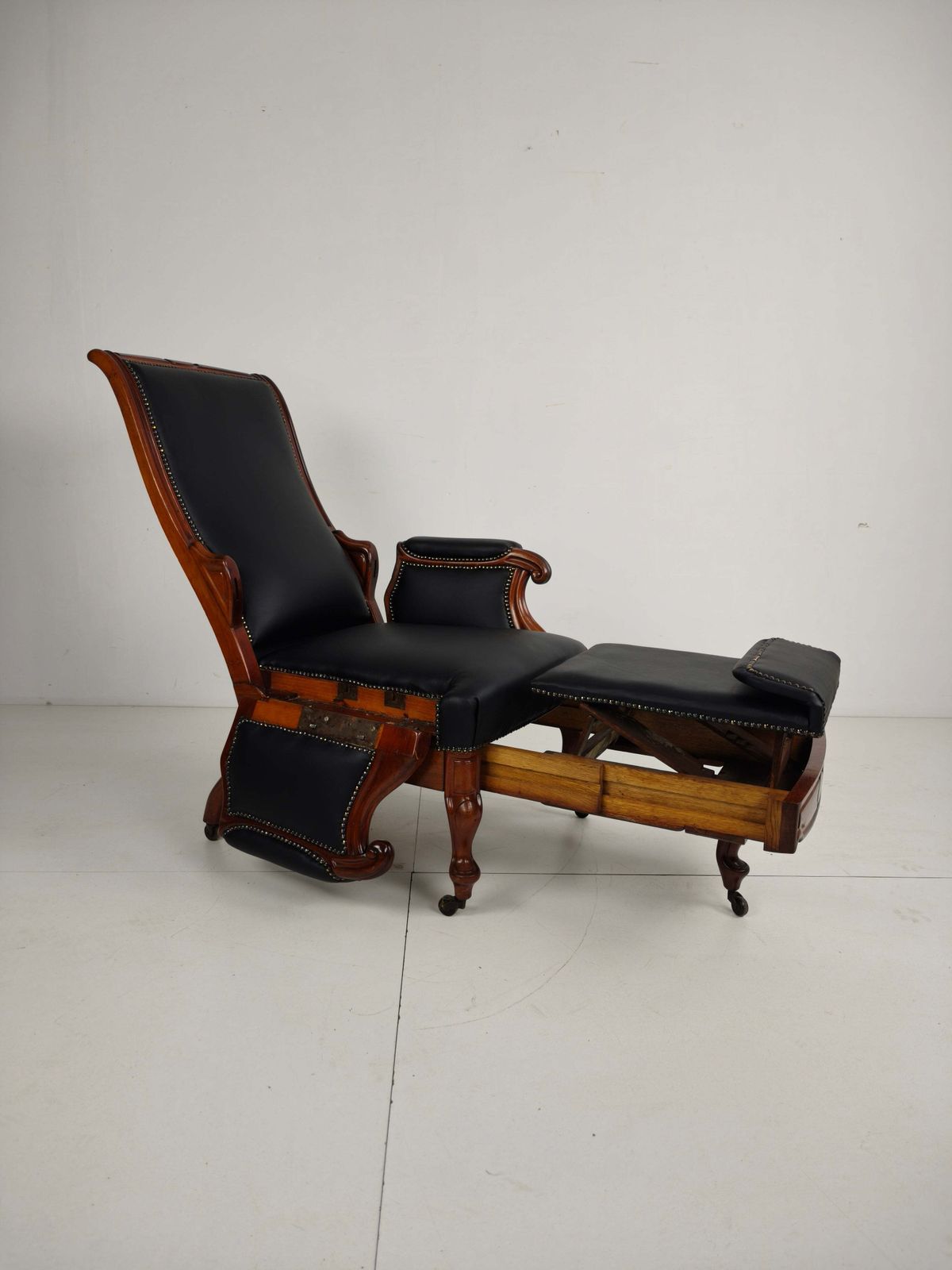 19th Century Antique Library Chair By Horrix – Black Leather photo furniture