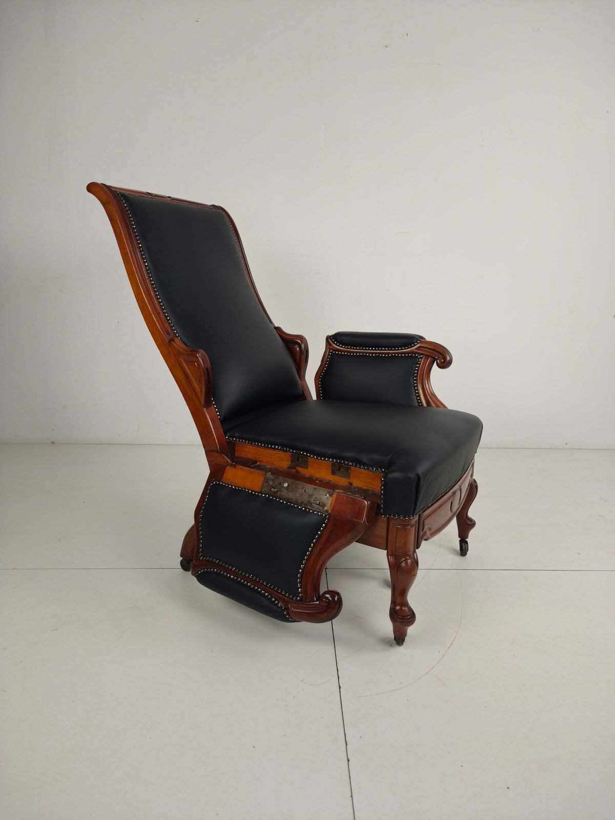 19th Century Antique Library Chair By Horrix – Black Leather photo 2376.0