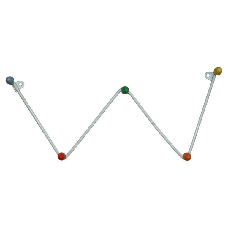 1960's Mid Century Modern Atomic Space Age Wall Mounted Coat Rack Super Retro