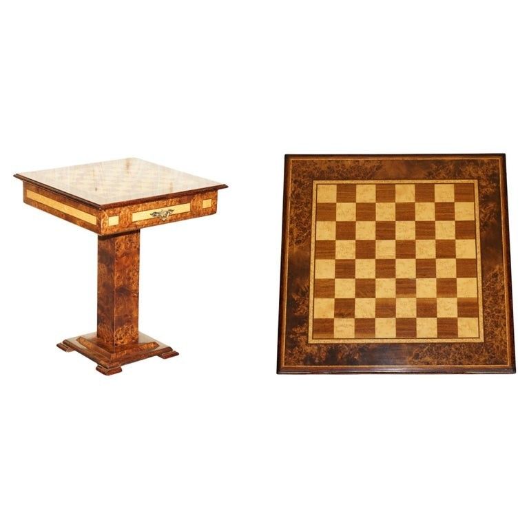 Josef Novak  Art Deco Burr & Burl Walnut & Satinwood Chessboard Chess Table