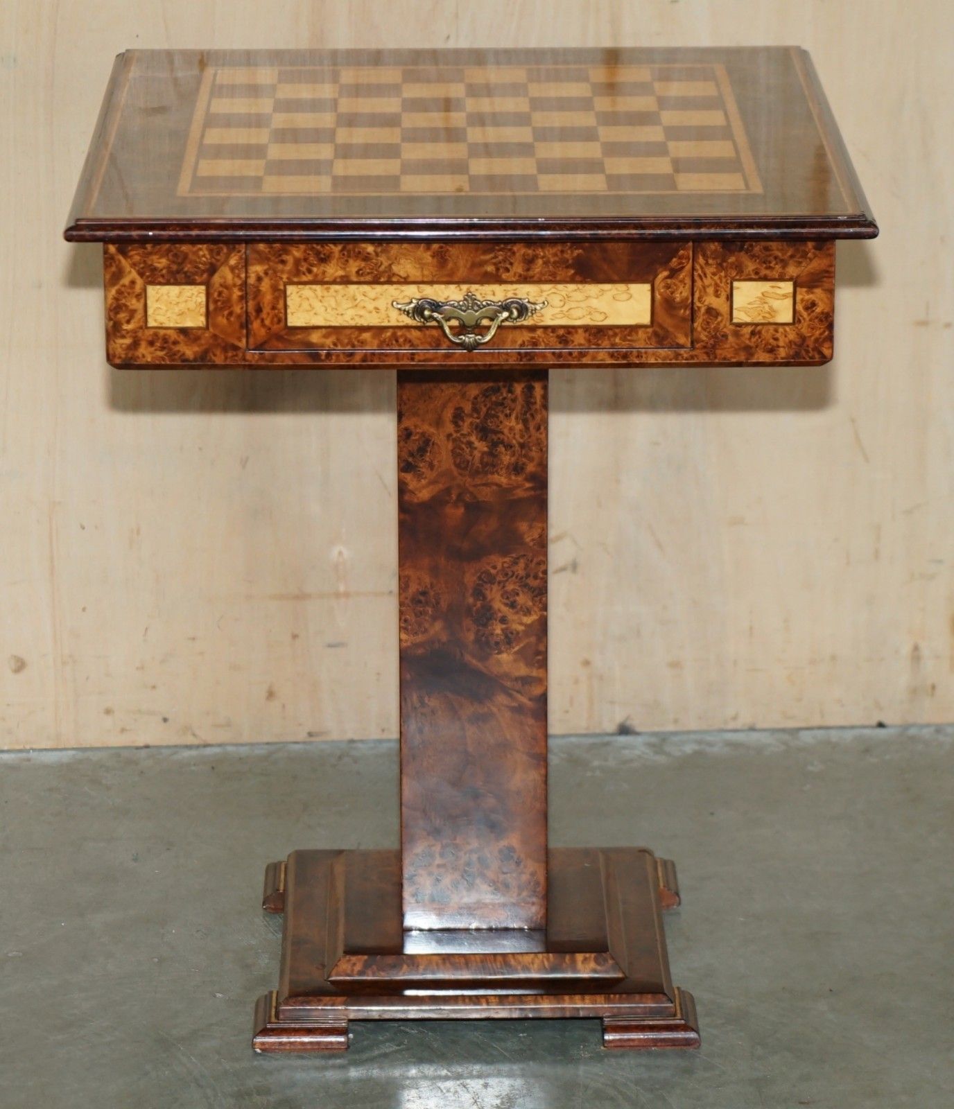 Josef Novak  Art Deco Burr & Burl Walnut & Satinwood Chessboard Chess Table photo Furniture