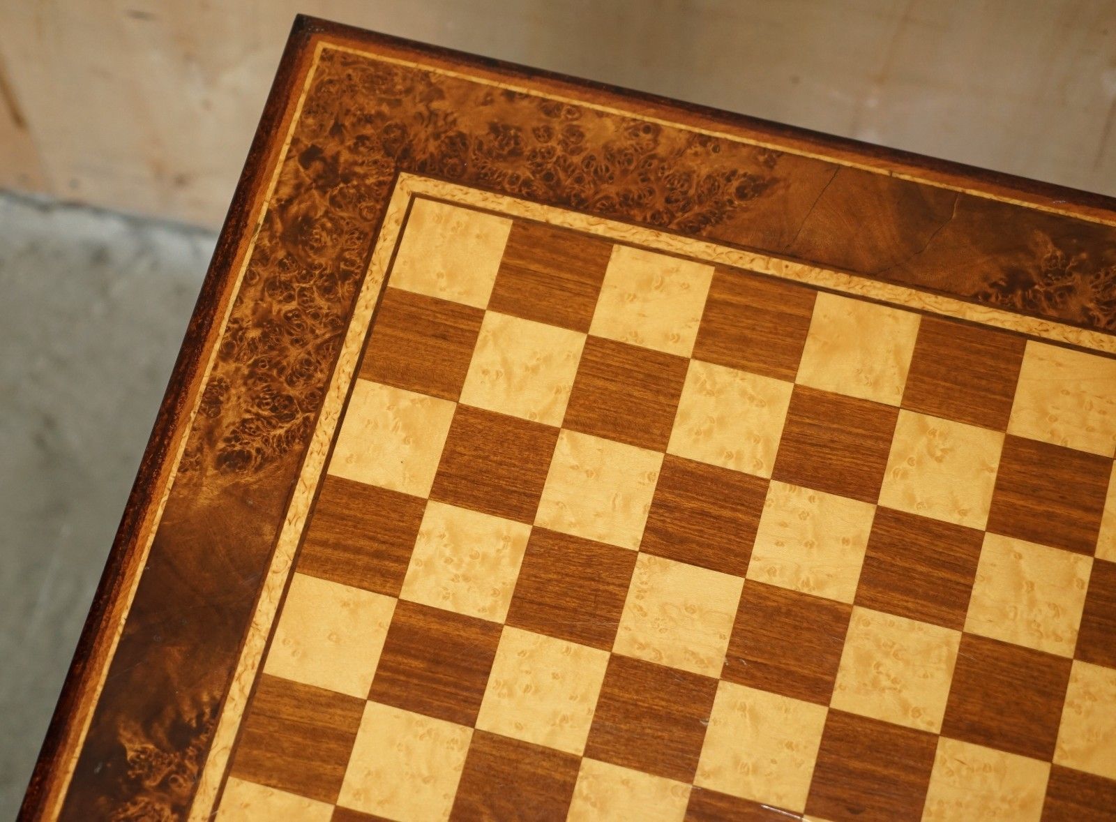 photo buy Josef Novak  Art Deco Burr & Burl Walnut & Satinwood Chessboard Chess Table