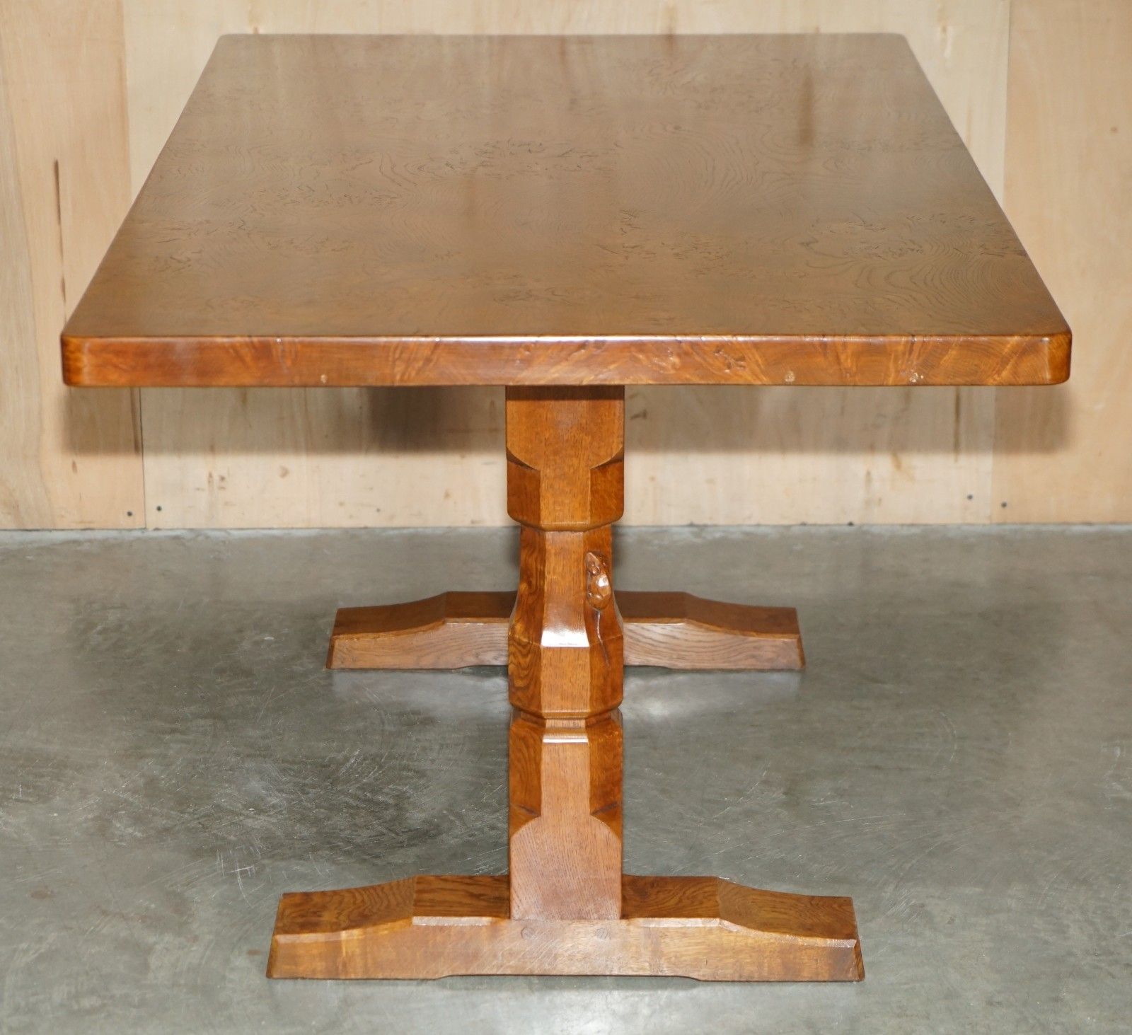 Super Rare Circa 1960's Robert Mouseman Thompson Burr & Burl Oak Dining Table photo Furniture