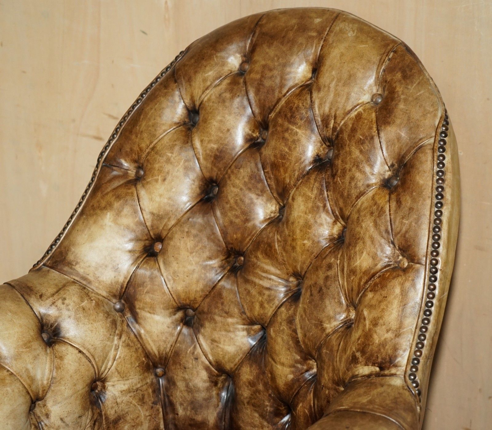 Antique Heritage Aniline Brown Leather Chesterfield Directors Captains Armchair photo 2750.0