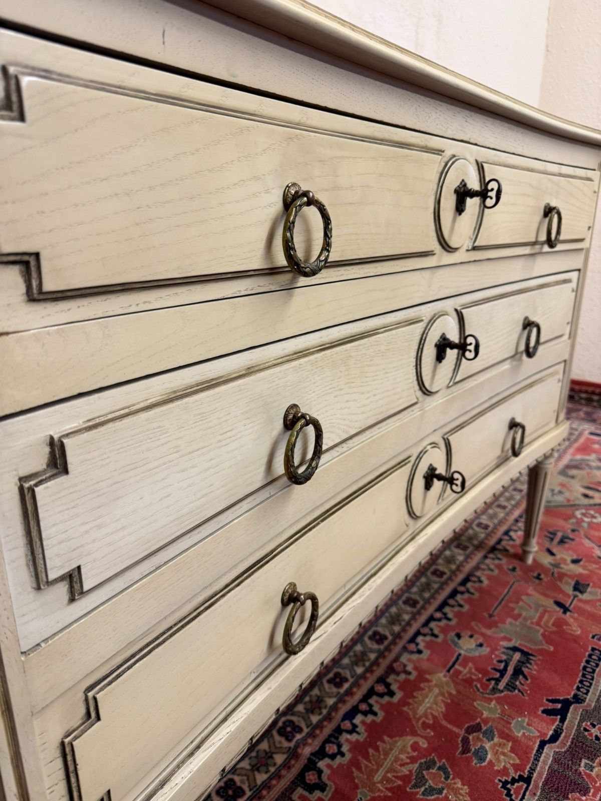 Antique French Empire Curved Chest Of Three Drawers Circa 1920 photo 495.0
