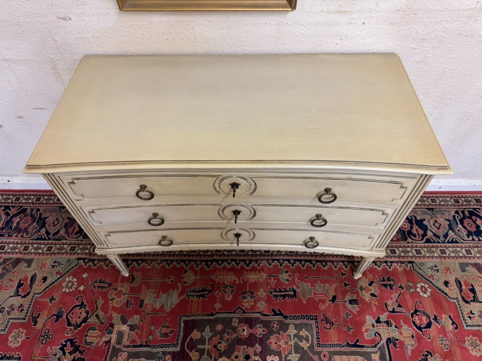 Antique French Empire Curved Chest Of Three Drawers Circa 1920 photo buy