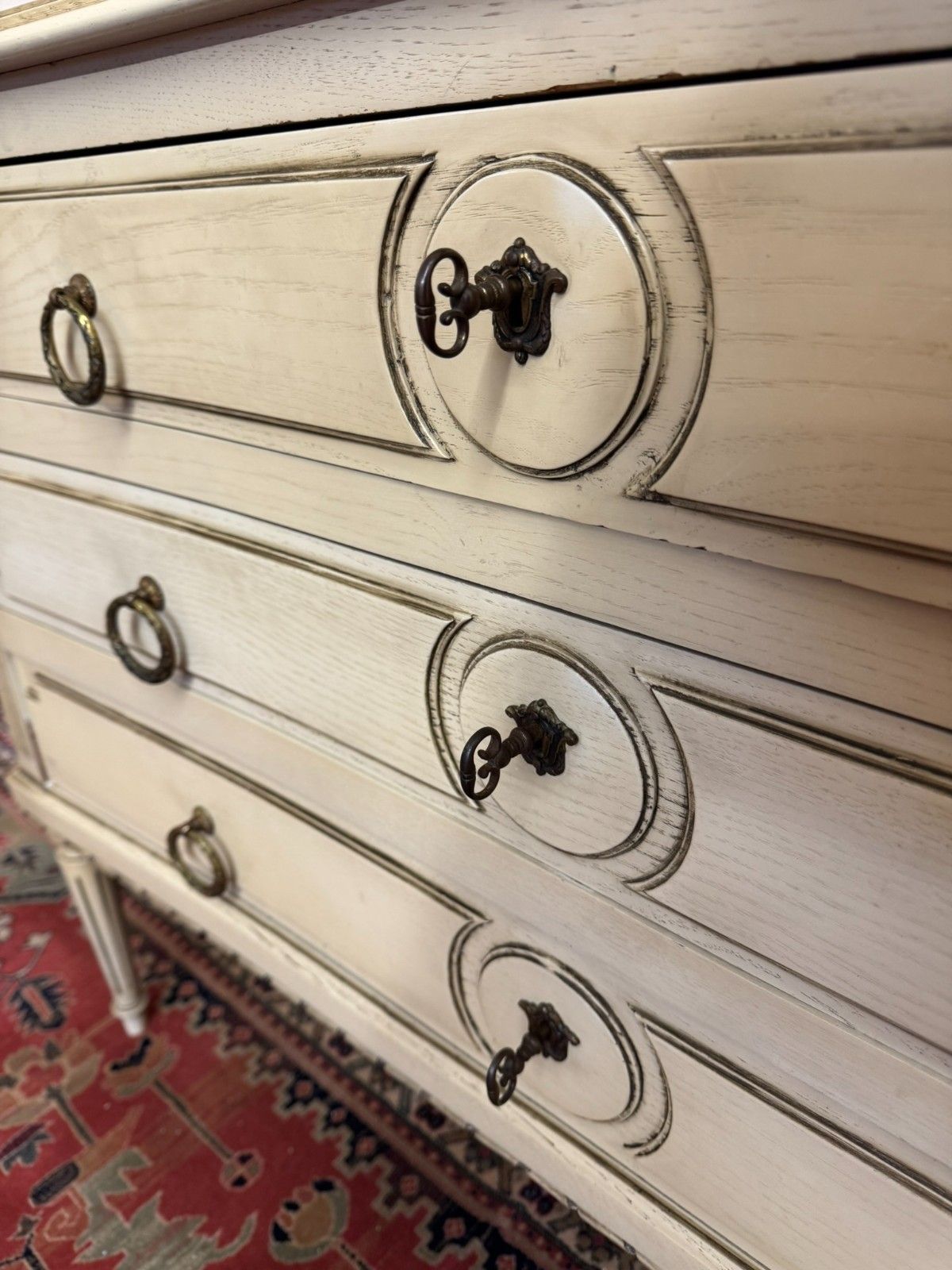 photo vinterior Antique French Empire Curved Chest Of Three Drawers Circa 1920