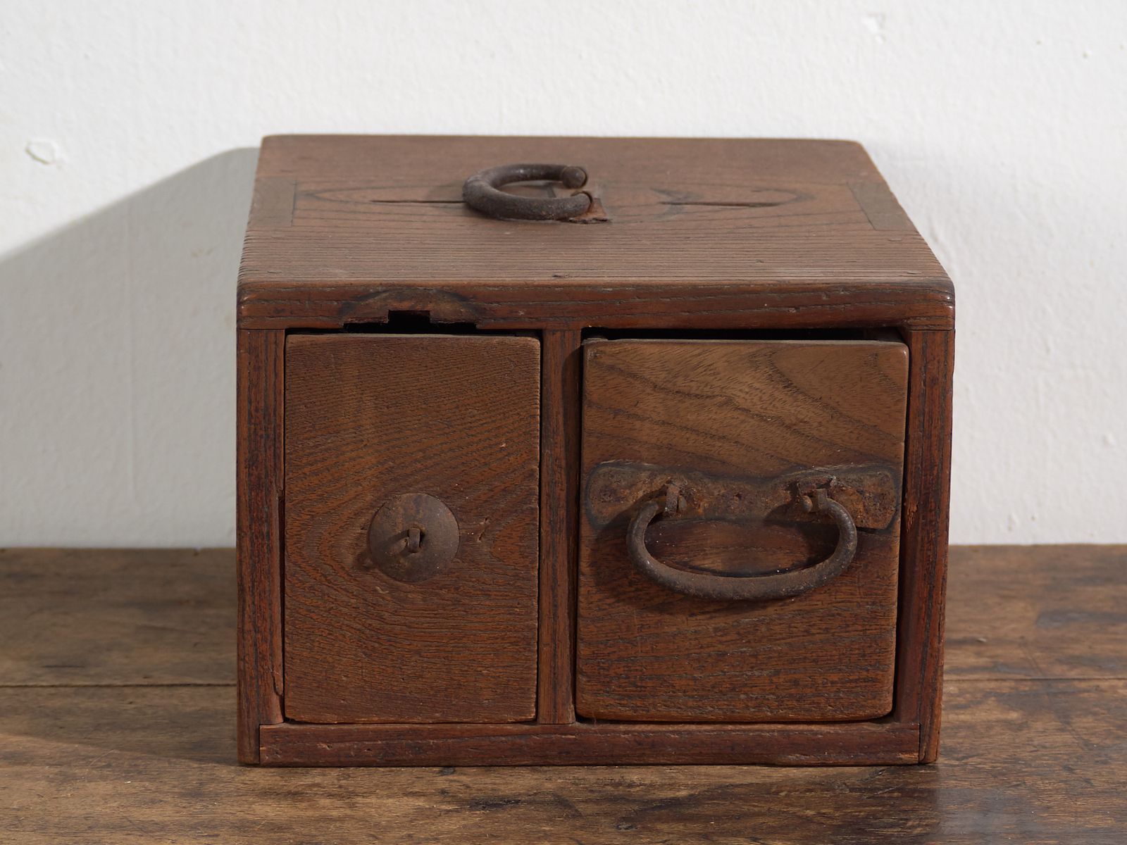 Antique Japanese Wooden Storage Box With Drawer – Meiji–Taishō Period (C.1890–1920) photo Home Decor