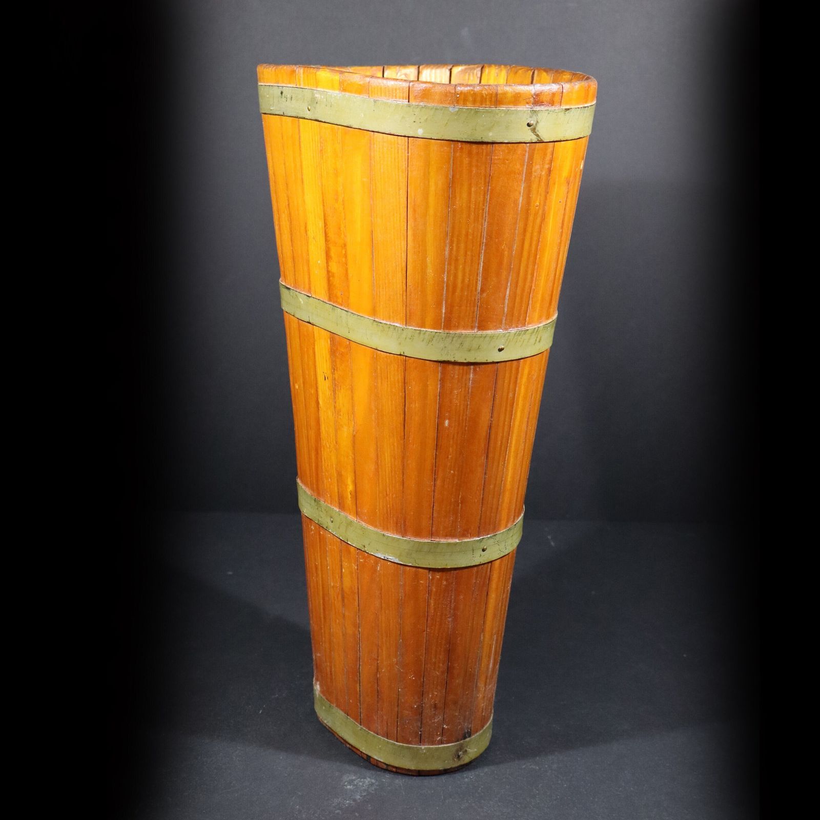 Vintage French Grape Basket, Wood Wine Barrel, Rustic Umbrella Stand photo 261.0