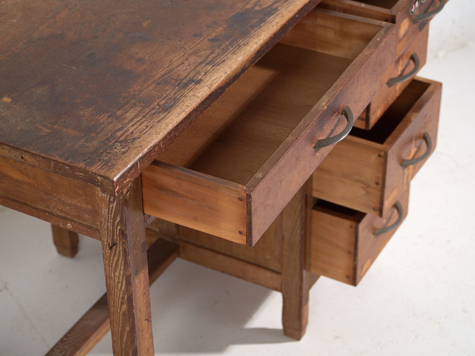 Antique Japanese Writing Desk With Drawers – Showa Period (C.1926 1970) #80 photo Furniture