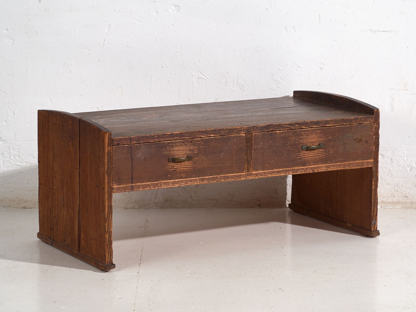 Japanese Low Desk Table With Drawers In Cedar – Showa Period (C.1926–1970)