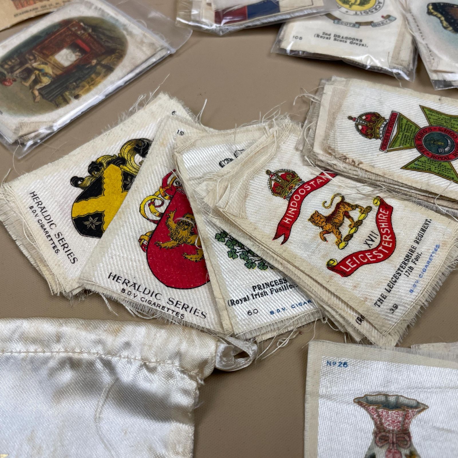 Vintage Cigarette Silks Fabric Flags Tobacco Card Lot Set Collectable Textile Collectors Kensitas B.D.V Assortment photo Home Decor